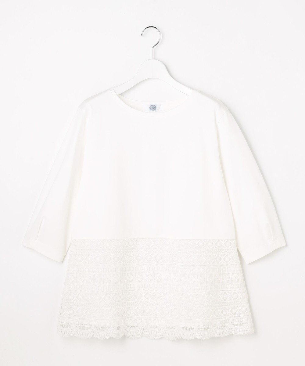 【ジェイ プレス/J.PRESS】のレースレイヤードフレア カットソー 人気、トレンドファッション・服の通販 founy(ファニー) 　ファッション　Fashion　レディースファッション　Fashion for Women　トップス・カットソー　Cut & Sew Tops　シャツ・ブラウス・オフィスカジュアル　Elegant Blouses & Button-Ups　ロングTシャツ・Tシャツ　Longline T-Shirts & Tees　カットソー・ベーシックTシャツ　Cut-and-Sewn Tops / Stretch Tees & Basics　春　Spring　カットソー　Cut and Sewn Top　シルケット　Silket, Silky Cotton　シンプル　Simple, Minimal　ジャケット　Jacket, Outerwear　フォルム　Silhouette, Form　フレア　Flare, Flared　ボーダー　Border, Stripe　レース　Lace, Lace Fabric　S/S・春夏　SS, Spring/Summer, Warm Season　おすすめ　Recommended / Our Picks　夏　Summer　エレガント 上品　Elegant　 other-1|ID: prp329100004848373 ipo3291000000035436256