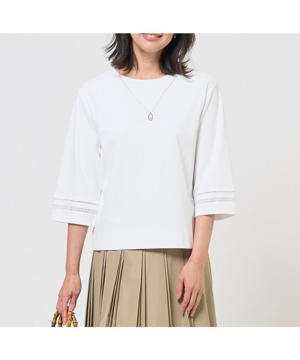 【ジェイ プレス/J.PRESS】のギガダルポンチ カットソー インテリア・キッズ・メンズ・レディースファッション・服の通販 founy(ファニー) 　ファッション　Fashion　レディースファッション　Fashion for Women　トップス・カットソー　Cut & Sew Tops　シャツ・ブラウス・オフィスカジュアル　Elegant Blouses & Button-Ups　ロングTシャツ・Tシャツ　Longline T-Shirts & Tees　カットソー・ベーシックTシャツ　Cut-and-Sewn Tops / Stretch Tees & Basics　インナー　Innerwear　春　Spring　カットソー　Cut and Sewn Top　カーディガン　Cardigan, Knitwear　コンパクト　Compact, Small Size　抗菌　Antibacterial, Bacteria-Resistant　ジャケット　Jacket, Outerwear　フレア　Flare, Flared　レース　Lace, Lace Fabric　S/S・春夏　SS, Spring/Summer, Warm Season　夏　Summer　エレガント 上品　Elegant　ホワイト系|ID: prp329100004848375 ipo3291000000035436273