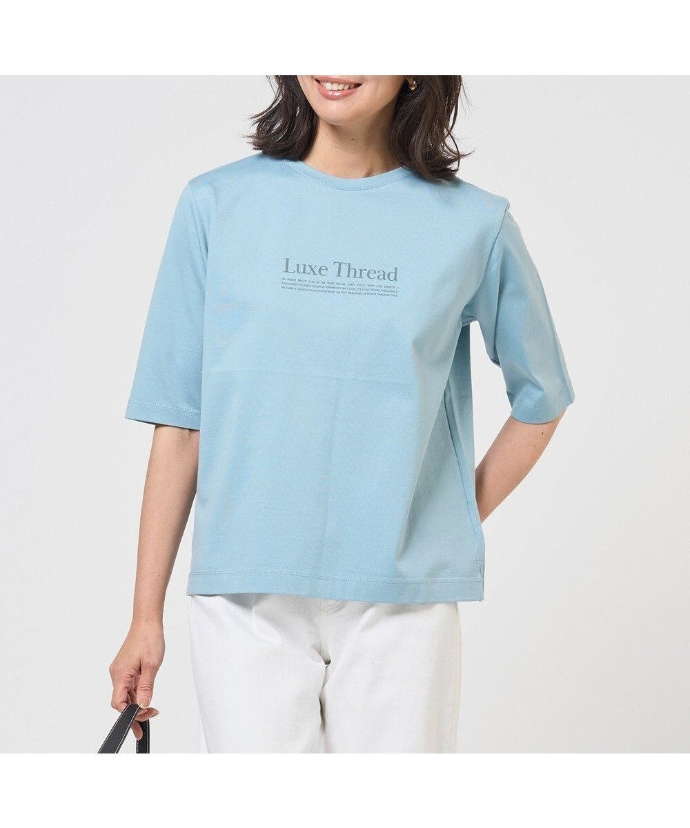 【ジェイ プレス/J.PRESS】のロゴTシャツ インテリア・キッズ・メンズ・レディースファッション・服の通販 founy(ファニー) 　ファッション　Fashion　レディースファッション　Fashion for Women　トップス・カットソー　Cut & Sew Tops　シャツ・ブラウス・オフィスカジュアル　Elegant Blouses & Button-Ups　ロングTシャツ・Tシャツ　Longline T-Shirts & Tees　カットソー・ベーシックTシャツ　Cut-and-Sewn Tops / Stretch Tees & Basics　インナー　Innerwear　カットソー　Cut and Sewn Top　カーディガン　Cardigan, Knitwear　シルケット　Silket, Silky Cotton　ジャケット　Jacket, Outerwear　エレガント 上品　Elegant　夏　Summer　春　Spring　S/S・春夏　SS, Spring/Summer, Warm Season　アクア系|ID: prp329100004848376 ipo3291000000035436289