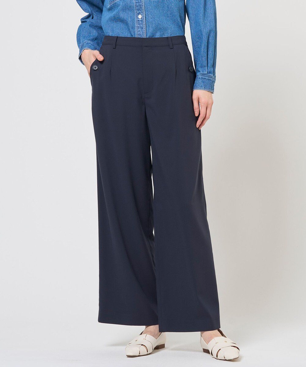 【ジェイ プレス/J.PRESS】のトロピカルストレッチ ワイド パンツ インテリア・キッズ・メンズ・レディースファッション・服の通販 founy(ファニー) 　ファッション　Fashion　レディースファッション　Fashion for Women　パンツ　Pants & Trousers　ストレッチ　Stretch, Stretchy Fabric　バランス　Balance, Style Balance　フロント　Front, Front Design　ポケット　Pocket, Pocket Detail　ワイド　Wide, Wide Fit　夏　Summer　春　Spring　S/S・春夏　SS, Spring/Summer, Warm Season　ビジネス 仕事 通勤　Business / Work / Commuting　ネイビー系|ID: prp329100004848378 ipo3291000000035436311