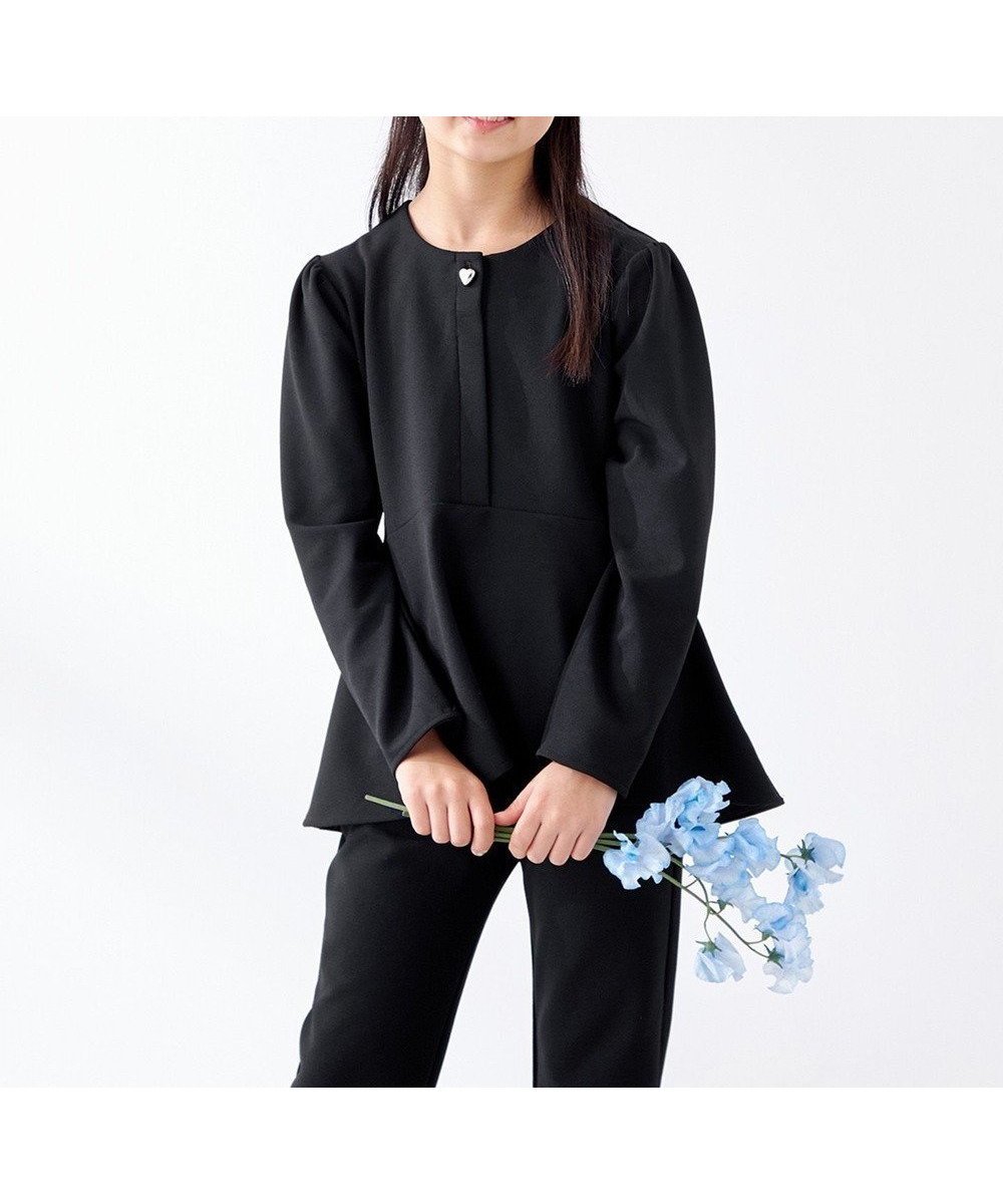 【アンフィーロ/UNFILO / KIDS】の【110-150cm】BEAUTY MOVE ペプラムブラウス インテリア・キッズ・メンズ・レディースファッション・服の通販 founy(ファニー) 　ファッション　Fashion　キッズファッション　Fashion for Kids　トップス・カットソー　Cut & Sew Tops　ストレッチ　Stretch, Stretchy Fabric　スリーブ　Sleeve, Long Sleeve / Short Sleeve　セットアップ　Set-Up, Coordinated Outfit　ペプラム　Peplum, Flared Hem　A/W・秋冬　Autumn/Winter　S/S・春夏　SS, Spring/Summer, Warm Season　夏　Summer　エレガント 上品　Elegant　セレモニー　Ceremony　ブラック|ID: prp329100004848533 ipo3291000000035605948
