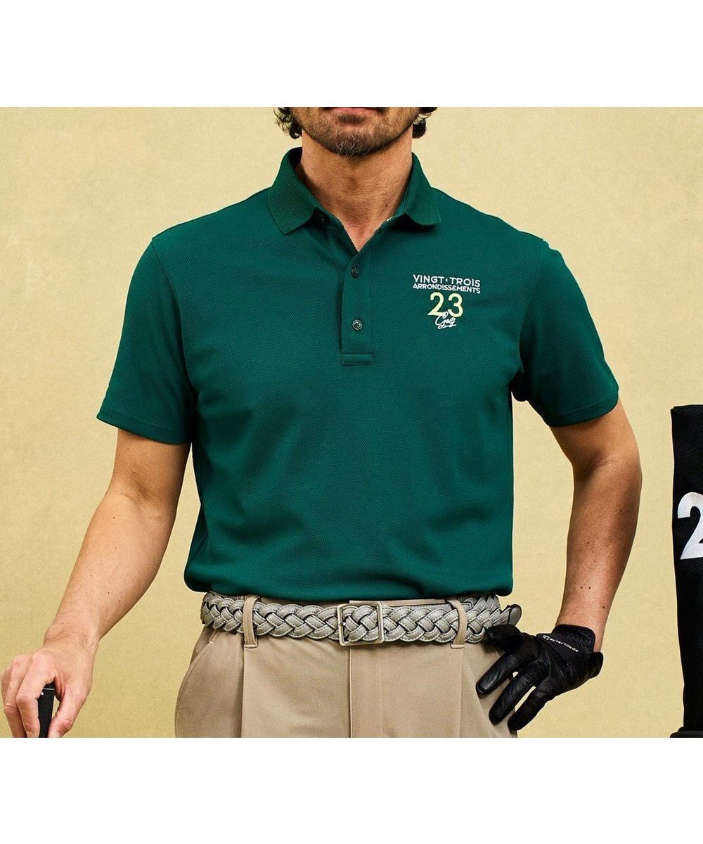 【23区 ゴルフ/23区GOLF / MEN】の【MEN】ハニカムライトカノコメッシュ衿ポロ インテリア・キッズ・メンズ・レディースファッション・服の通販 founy(ファニー) 　ファッション　Fashion　メンズファッション　Fashion for Men　トップス・カットソー　Cut & Sew Tops　メンズシャツ　Shirts　ポロシャツ / きれいめカジュアルスタイル　Polo Shirts　春　Spring　コンパクト　Compact, Small Size　吸水　Absorbent, Quick-Dry　軽量　Lightweight, Ultra Light　スリム　Slim, Slim Fit　パターン　Pattern, Design Print　ポロシャツ　Polo Shirt, Collared Tee　メッシュ　Mesh, Net Fabric　ラウンド　Round, Round Neck　S/S・春夏　SS, Spring/Summer, Warm Season　夏　Summer　グリーン系|ID: prp329100004848575 ipo3291000000035722720