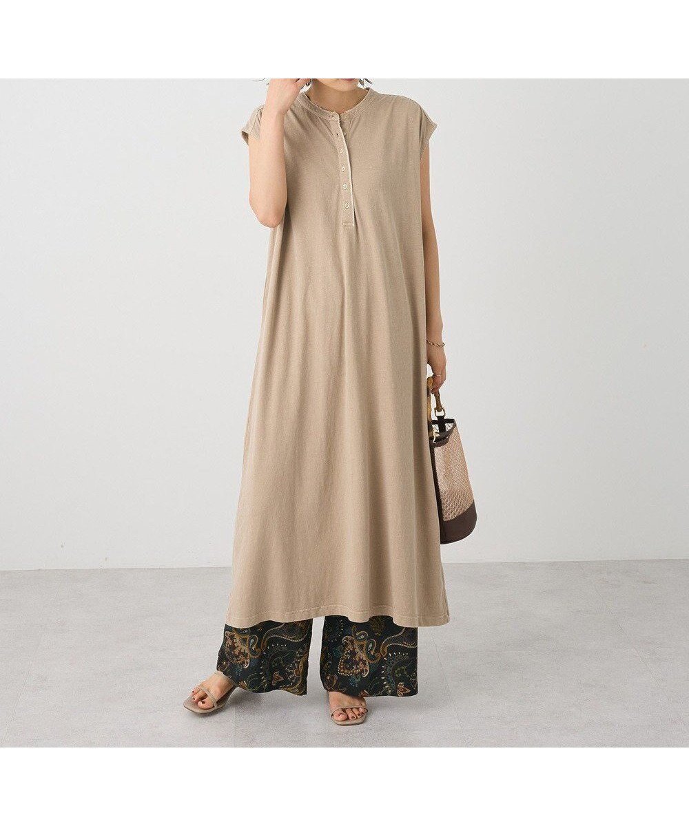 【クラフトスタンダードブティック/CRAFT STANDARD BOUTIQUE】のピグメントヘンリーネックカットソーワンピース インテリア・キッズ・メンズ・レディースファッション・服の通販 founy(ファニー) 　ファッション　Fashion　レディースファッション　Fashion for Women　ワンピース　Dresses　インナー　Innerwear　サンダル　Sandals, Summer Shoes　シンプル　Simple, Minimal　ストレート　Straight, Straight Cut　ノースリーブ　Sleeveless, No-Sleeve　フラット　Flat, Flat Shoes　フロント　Front, Front Design　ポケット　Pocket, Pocket Detail　ラベンダー　Lavender　A/W・秋冬　Autumn/Winter　おすすめ　Recommended / Our Picks　夏　Summer　Beige|ID: prp329100004848618 ipo3291000000035916159