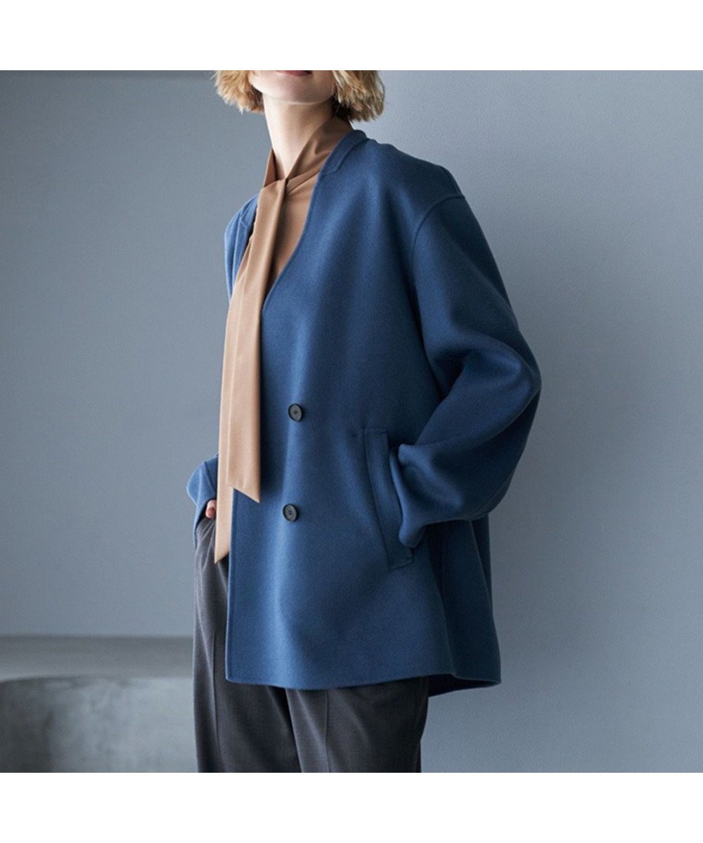 【アイシービー/iCB】のWoolRever ノーカラーショートコート インテリア・キッズ・メンズ・レディースファッション・服の通販 founy(ファニー) 　ファッション　Fashion　レディースファッション　Fashion for Women　アウター　Coat / Outerwear Collection　コート・ロングコート・ピーコート　Long Coats, Peacoats & More　レディースジャケット・軽アウター　Jackets　キュプラ　Cupro, Eco Fabric　ショート　Short, Short Length　ジャケット　Jacket, Outerwear　スカーフ　Scarf, Neckwear　ストール　Stole, Wrap　ダブル　Double, Double-Breasted　フェイス　Face, Facial Design　ボトム　Bottoms, Lower Wear　マフラー　Scarf, Muffler　ロング　Long, Long-Length　A/W・秋冬　Autumn/Winter　エレガント 上品　Elegant　2025年　2025　2025-2026秋冬・A/W　Autumn/Winter 2025–26 AW25–26　ブルーグレー系|ID: prp329100004848619 ipo3291000000035568970