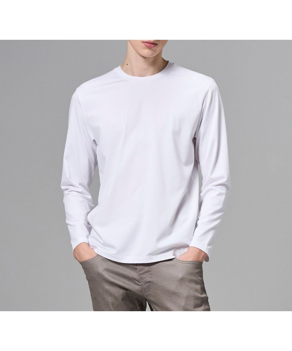 【ジョゼフ オム/JOSEPH HOMME / MEN】の新色追加【高機能素材】ハイゲージベアスムース クルーネック長袖Tシャツ インテリア・キッズ・メンズ・レディースファッション・服の通販 founy(ファニー) 　ファッション　Fashion　メンズファッション　Fashion for Men　トップス・カットソー　Cut & Sew Tops　メンズシャツ　Shirts　カットソー　Cut and Sewn Top　シンプル　Simple, Minimal　ストレッチ　Stretch, Stretchy Fabric　長袖　Long Sleeve, Full Sleeve　プリント　Print, Printed Pattern　ベーシック　Basic, Essential　メッシュ　Mesh, Net Fabric　A/W・秋冬　Autumn/Winter　S/S・春夏　SS, Spring/Summer, Warm Season　夏　Summer　エレガント 上品　Elegant　ホワイト系|ID: prp329100004848626 ipo3291000000035867940