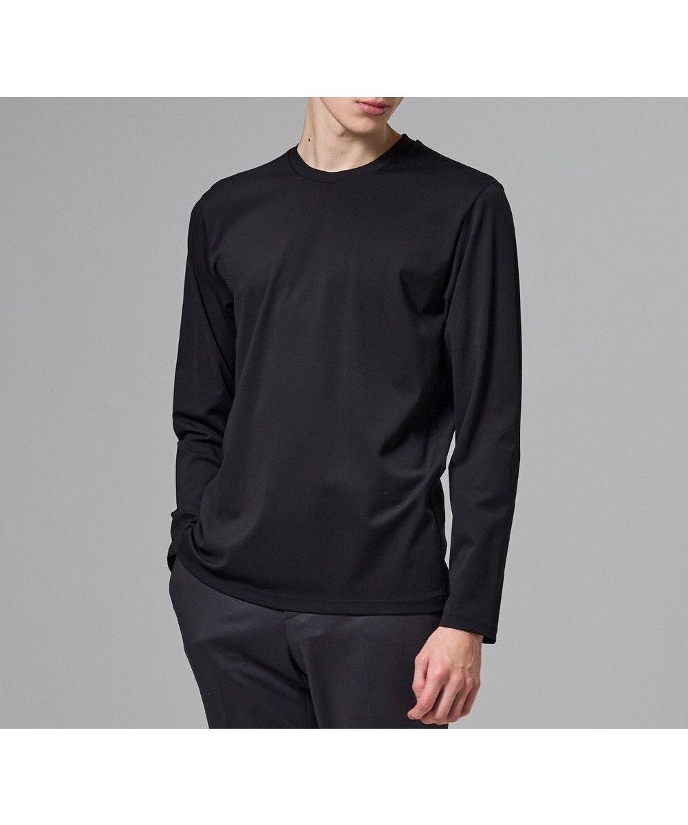 【ジョゼフ オム/JOSEPH HOMME / MEN】の新色追加【高機能素材】ハイゲージベアスムース クルーネック長袖Tシャツ インテリア・キッズ・メンズ・レディースファッション・服の通販 founy(ファニー) 　ファッション　Fashion　メンズファッション　Fashion for Men　トップス・カットソー　Cut & Sew Tops　メンズシャツ　Shirts　カットソー　Cut and Sewn Top　シンプル　Simple, Minimal　ストレッチ　Stretch, Stretchy Fabric　長袖　Long Sleeve, Full Sleeve　プリント　Print, Printed Pattern　ベーシック　Basic, Essential　メッシュ　Mesh, Net Fabric　A/W・秋冬　Autumn/Winter　S/S・春夏　SS, Spring/Summer, Warm Season　夏　Summer　エレガント 上品　Elegant　ブラック系|ID: prp329100004848626 ipo3291000000035867944