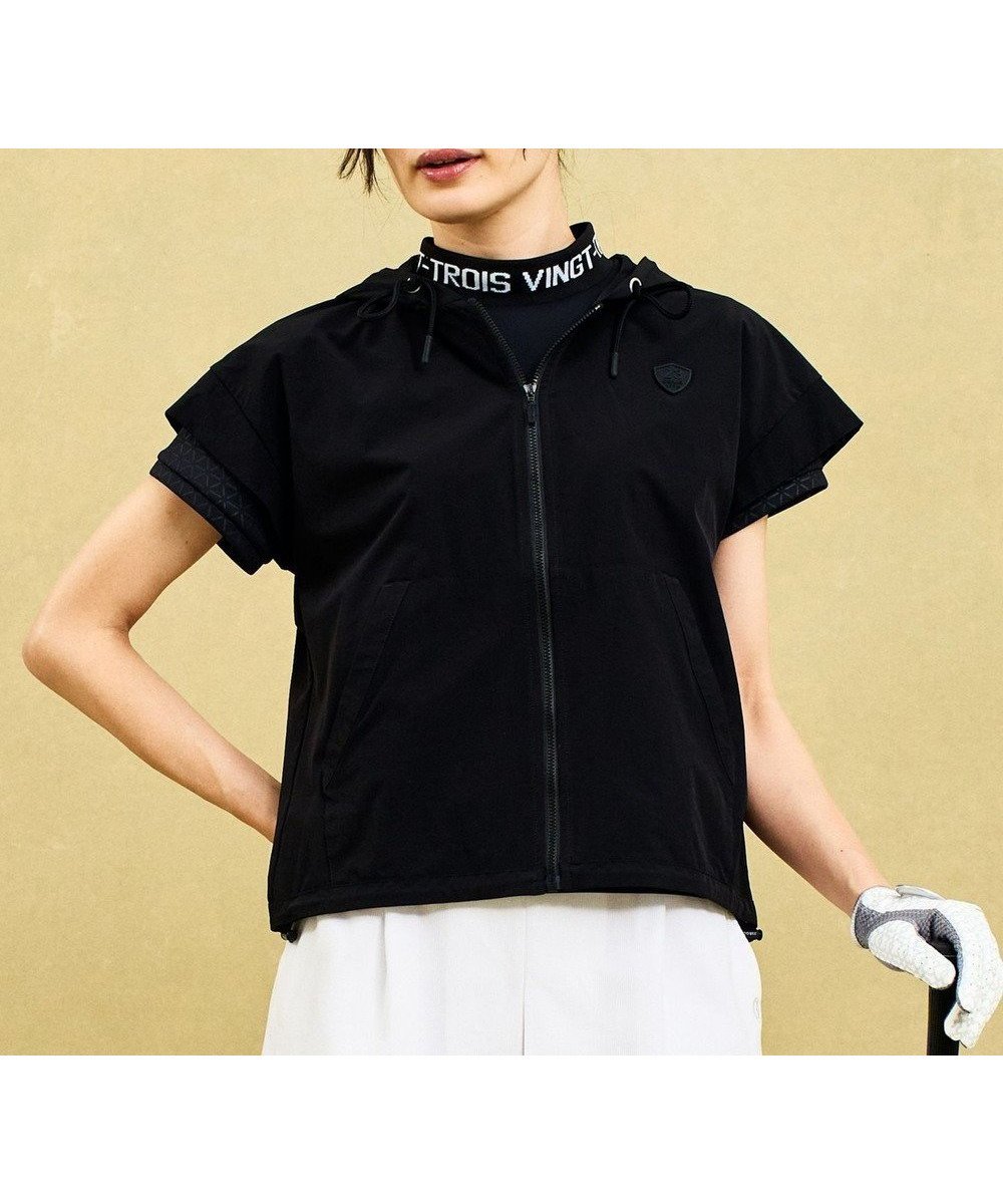 【23区 ゴルフ/NIJYUSANKU GOLF】の【WOMEN】シアーストレッチ ショート丈フードベスト インテリア・キッズ・メンズ・レディースファッション・服の通販 founy(ファニー) 　ファッション　Fashion　レディースファッション　Fashion for Women　アウター　Coat / Outerwear Collection　レディースジャケット・軽アウター　Jackets　春　Spring　ガーリー　Girly, Feminine Style　クール　Cool, Chic　吸水　Absorbent, Quick-Dry　シアー　Sheer, See-Through　ショート　Short, Short Length　ジャケット　Jacket, Outerwear　ストレッチ　Stretch, Stretchy Fabric　スポーツ　Sports, Activewear　スリーブ　Sleeve, Long Sleeve / Short Sleeve　フロント　Front, Front Design　ベスト　Vest, Waistcoat　ポケット　Pocket, Pocket Detail　S/S・春夏　SS, Spring/Summer, Warm Season　夏　Summer　ゴルフ　Golf　ブラック系|ID: prp329100004848644 ipo3291000000035929133