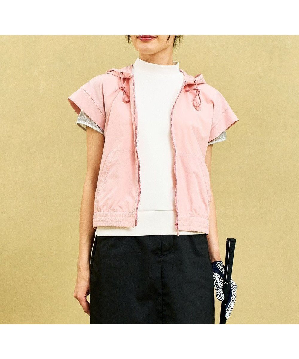 【23区 ゴルフ/NIJYUSANKU GOLF】の【WOMEN】シアーストレッチ ショート丈フードベスト インテリア・キッズ・メンズ・レディースファッション・服の通販 founy(ファニー) 　ファッション　Fashion　レディースファッション　Fashion for Women　アウター　Coat / Outerwear Collection　レディースジャケット・軽アウター　Jackets　春　Spring　ガーリー　Girly, Feminine Style　クール　Cool, Chic　吸水　Absorbent, Quick-Dry　シアー　Sheer, See-Through　ショート　Short, Short Length　ジャケット　Jacket, Outerwear　ストレッチ　Stretch, Stretchy Fabric　スポーツ　Sports, Activewear　スリーブ　Sleeve, Long Sleeve / Short Sleeve　フロント　Front, Front Design　ベスト　Vest, Waistcoat　ポケット　Pocket, Pocket Detail　S/S・春夏　SS, Spring/Summer, Warm Season　夏　Summer　ゴルフ　Golf　ピンク系|ID: prp329100004848644 ipo3291000000035929135
