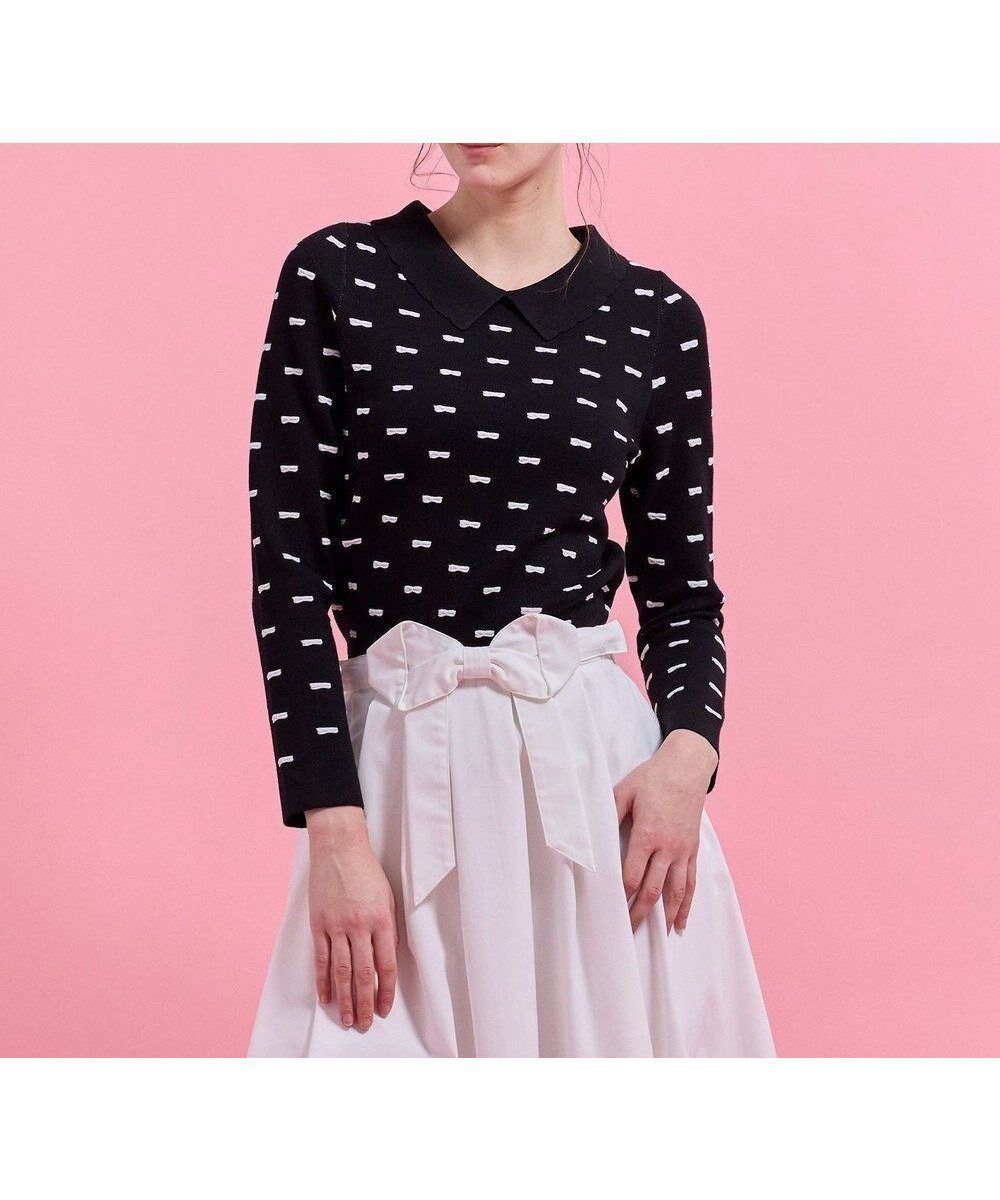 【トッカ/TOCCA】の【chayさん着用】RIBBON BLOOM プルオーバー インテリア・キッズ・メンズ・レディースファッション・服の通販 founy(ファニー) 　ファッション　Fashion　レディースファッション　Fashion for Women　トップス・カットソー　Cut & Sew Tops　ニット　Knit Tops & Sweaters　カジュアルプルオーバー・ニットトップス　Pullovers & Knit Tops / Casual Pullovers　カーディガン　Cardigan, Knitwear　コンパクト　Compact, Small Size　シンプル　Simple, Minimal　ジャカード／ジャガード　Jacquard, Woven Pattern　セーター　Sweater, Knitwear　モチーフ　Motif, Design Theme　リボン　Ribbon, Bow　エレガント 上品　Elegant　夏　Summer　S/S・春夏　SS, Spring/Summer, Warm Season　A/W・秋冬　Autumn/Winter　ブラック系|ID: prp329100004848849 ipo3291000000035575436