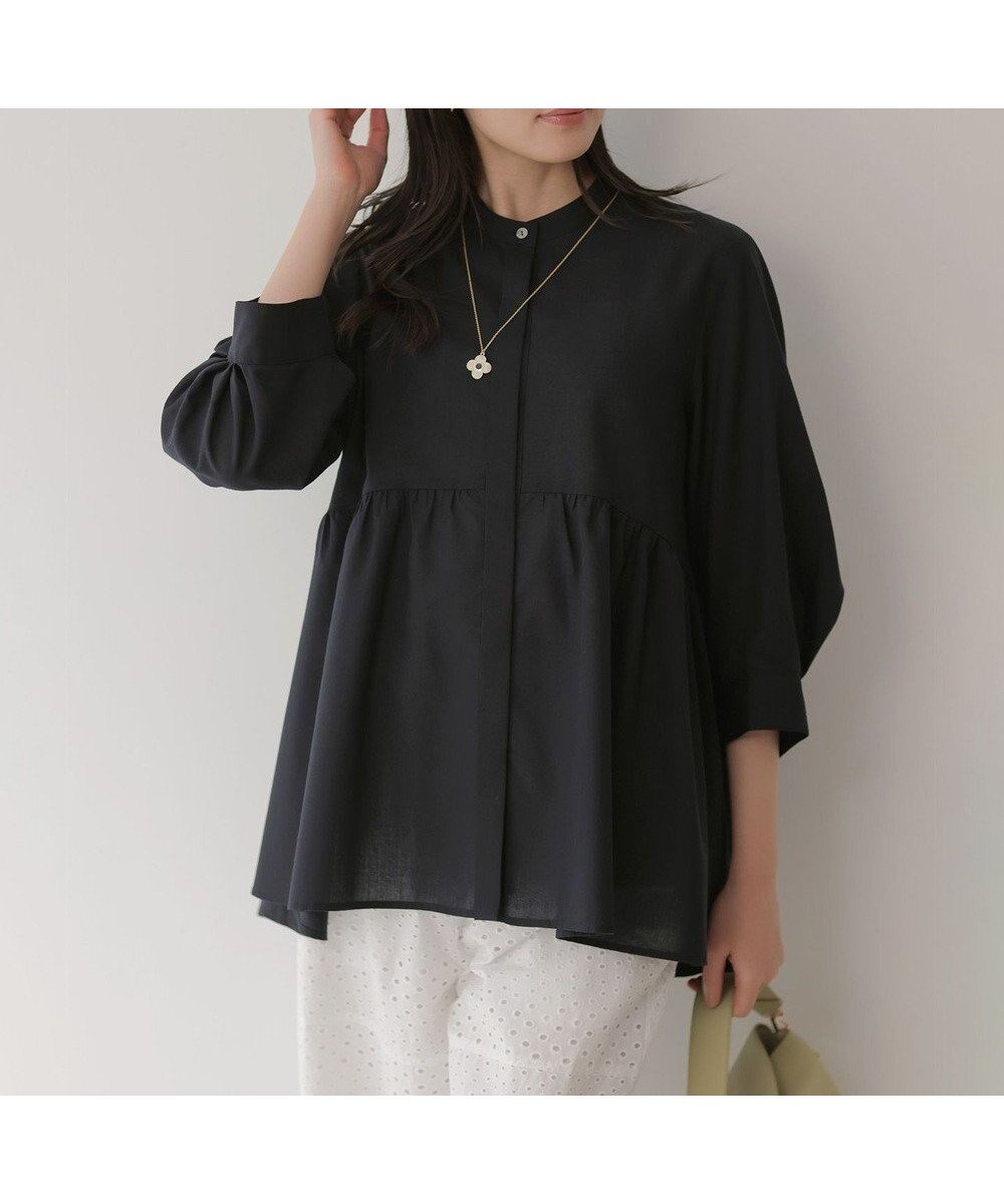 【組曲/KUMIKYOKU】の【先行予約】ニューリヨセルシャーティングペプラム ブラウス インテリア・キッズ・メンズ・レディースファッション・服の通販 founy(ファニー) 　ファッション　Fashion　レディースファッション　Fashion for Women　トップス・カットソー　Cut & Sew Tops　シャツ・ブラウス・オフィスカジュアル　Elegant Blouses & Button-Ups　春　Spring　ギンガム　Gingham, Gingham Fabric　シンプル　Simple, Minimal　ストライプ　Stripe, Striped Pattern　スリーブ　Sleeve, Long Sleeve / Short Sleeve　チュニック　Tunic, Long Top　デニム　Denim, Jeans Material　定番　Standard, Basic Item　フレア　Flare, Flared　ペプラム　Peplum, Flared Hem　無地　Plain, Solid Color　S/S・春夏　SS, Spring/Summer, Warm Season　夏　Summer　ネイビー系|ID: prp329100004848892 ipo3291000000035575441