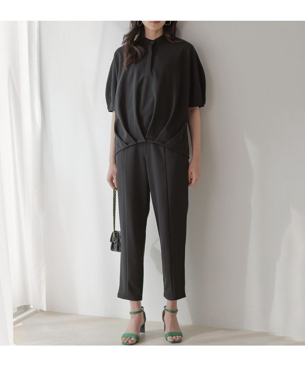 【組曲/KUMIKYOKU】の【先行予約・WEB限定】ジョーゼットジャージーテーパード パンツ インテリア・キッズ・メンズ・レディースファッション・服の通販 founy(ファニー) 　ファッション　Fashion　レディースファッション　Fashion for Women　パンツ　Pants & Trousers　春　Spring　吸水　Absorbent, Quick-Dry　ジャケット　Jacket, Outerwear　ジョーゼット　Georgette, Semi-Sheer Fabric　スマホ　Smartphone, Mobile Device　センター　Center, Center Line　ダブル　Double, Double-Breasted　フラット　Flat, Flat Shoes　ブルゾン　Blouson, Bomber Jacket　ポケット　Pocket, Pocket Detail　S/S・春夏　SS, Spring/Summer, Warm Season　夏　Summer　ブラック系|ID: prp329100004848913 ipo3291000000035595035