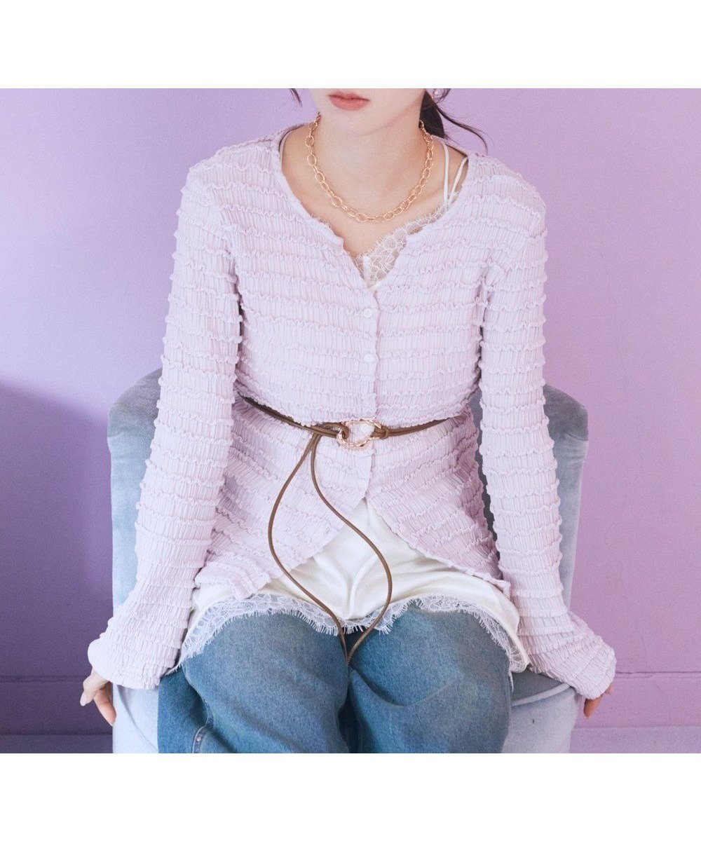 【アースミュージックアンドエコロジー/earth music&ecology】のシャーリングカットカーディガン インテリア・キッズ・メンズ・レディースファッション・服の通販 founy(ファニー) ファッション Fashion レディースファッション Fashion for Women トップス・カットソー Cut & Sew Tops カーディガン・羽織り Layered Style Cardigans 春 Spring カーディガン Cardigan, Knitwear シャーリング Shirring, Ruched シンプル Simple, Minimal デニム Denim, Jeans Material フィット Fit, Slim Fit ポケット Pocket, Pocket Detail S/S・春夏 SS, Spring/Summer, Warm Season 夏 Summer ピンク|ID: prp329100004848919 ipo3291000000035457714