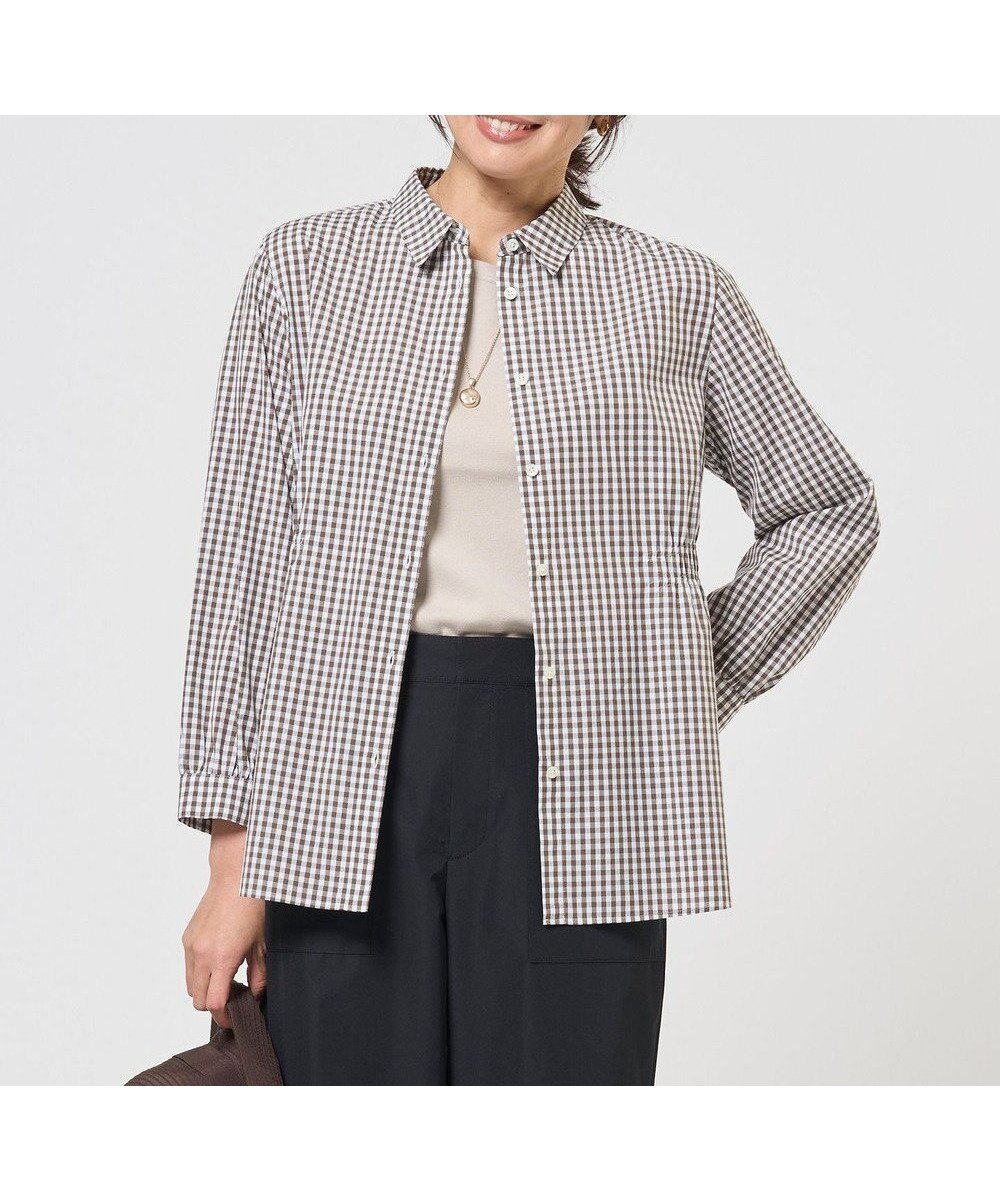 【ジェイ プレス/J.PRESS】の【WEB限定カラーあり】コンパクトエステネージュ シャーリング ブラウス インテリア・キッズ・メンズ・レディースファッション・服の通販 founy(ファニー) 　ファッション　Fashion　レディースファッション　Fashion for Women　トップス・カットソー　Cut & Sew Tops　シャツ・ブラウス・オフィスカジュアル　Elegant Blouses & Button-Ups　インナー　Innerwear　春　Spring　ギャザー　Gathered, Ruffled　ギンガム　Gingham, Gingham Fabric　クラシック　Classic, Timeless Style　シャーリング　Shirring, Ruched　ジャケット　Jacket, Outerwear　ストライプ　Stripe, Striped Pattern　バランス　Balance, Style Balance　ベーシック　Basic, Essential　S/S・春夏　SS, Spring/Summer, Warm Season　夏　Summer　ブラウンギンガム系|ID: prp329100004848941 ipo3291000000035458063