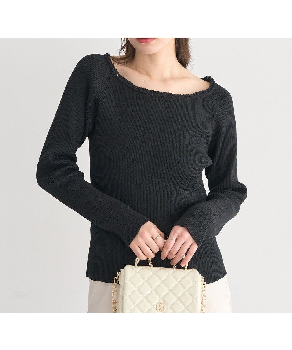 【アースミュージックアンドエコロジー/earth music&ecology】のレーストリムリブニットプルオーバー インテリア・キッズ・メンズ・レディースファッション・服の通販 founy(ファニー) ファッション Fashion レディースファッション Fashion for Women トップス・カットソー Cut & Sew Tops ニット Knit Tops & Sweaters カジュアルプルオーバー・ニットトップス Pullovers & Knit Tops / Casual Pullovers インナー Innerwear 春 Spring シンプル Simple, Minimal セーター Sweater, Knitwear デニム Denim, Jeans Material フィット Fit, Slim Fit フェミニン Feminine, Girly ポケット Pocket, Pocket Detail レース Lace, Lace Fabric ワイド Wide, Wide Fit S/S・春夏 SS, Spring/Summer, Warm Season 夏 Summer エレガント 上品 Elegant ブラック|ID: prp329100004848952 ipo3291000000035523062