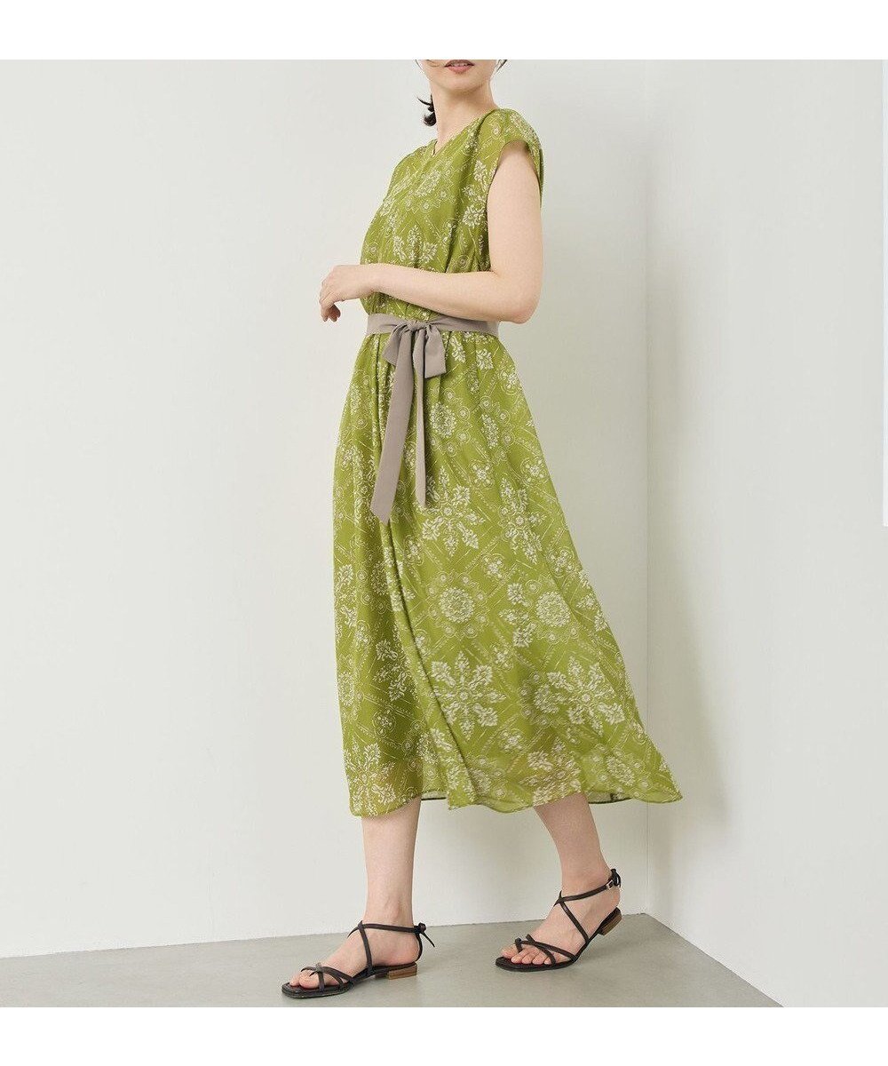 【自由区/JIYU-KU】のロータスタイルプリント ワンピース インテリア・キッズ・メンズ・レディースファッション・服の通販 founy(ファニー) 　ファッション　Fashion　レディースファッション　Fashion for Women　ワンピース　Dresses　イタリア　Italy　ギャザー　Gathered, Ruffled　シアー　Sheer, See-Through　バランス　Balance, Style Balance　ビンテージ　Vintage, Retro Style　プリント　Print, Printed Pattern　ヨーク　Yoke, Yoke Design　夏　Summer　春　Spring　S/S・春夏　SS, Spring/Summer, Warm Season　ピスタチオ|ID: prp329100004848971 ipo3291000000035859925