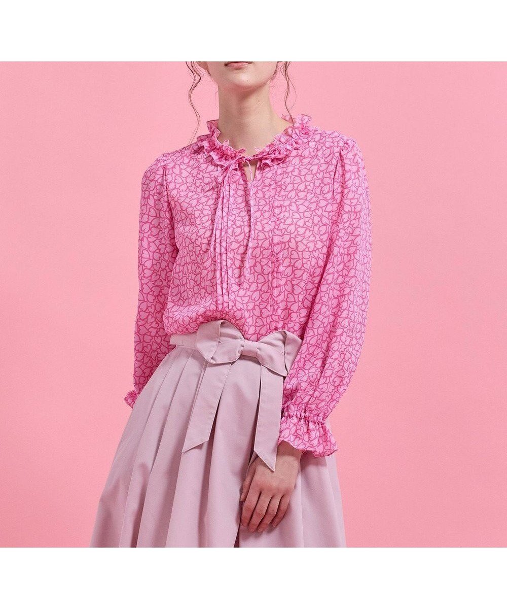 【トッカ/TOCCA】の【chayさん着用】HEART RUSH ブラウス インテリア・キッズ・メンズ・レディースファッション・服の通販 founy(ファニー) 　ファッション　Fashion　レディースファッション　Fashion for Women　トップス・カットソー　Cut & Sew Tops　シャツ・ブラウス・オフィスカジュアル　Elegant Blouses & Button-Ups　ギャザー　Gathered, Ruffled　ジョーゼット　Georgette, Semi-Sheer Fabric　チェーン　Chain, Chain Strap　ドレス　Dress, One-Piece　ドレープ　Drape, Draping Fabric　フェミニン　Feminine, Girly　フリル　Frill, Ruffle　プリント　Print, Printed Pattern　リボン　Ribbon, Bow　エレガント 上品　Elegant　夏　Summer　春　Spring　S/S・春夏　SS, Spring/Summer, Warm Season　ピンク系5|ID: prp329100004848972 ipo3291000000035567559