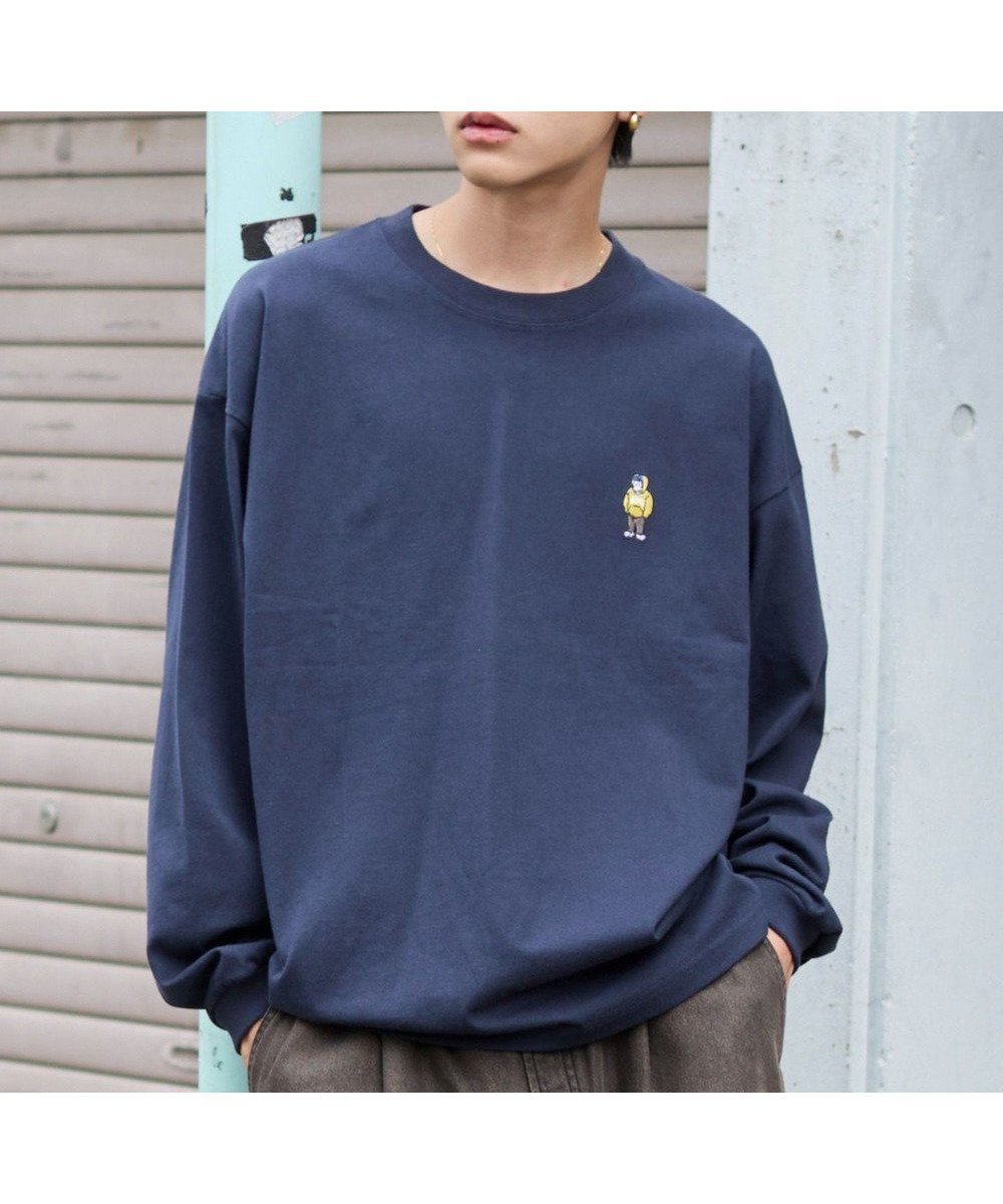 【ウィゴー/WEGO】の【ユニセックス着用ITEM/MLサイズ展開】別注BENDAVISワンポイントT(LS) インテリア・キッズ・メンズ・レディースファッション・服の通販 founy(ファニー) 　ファッション　Fashion　レディースファッション　Fashion for Women　トップス・カットソー　Cut & Sew Tops　シャツ・ブラウス・オフィスカジュアル　Elegant Blouses & Button-Ups　ロングTシャツ・Tシャツ　Longline T-Shirts & Tees　カットソー・ベーシックTシャツ　Cut-and-Sewn Tops / Stretch Tees & Basics　春　Spring　秋　Autumn　カットソー　Cut and Sewn Top　カーゴパンツ　Cargo Pants, Utility Pants　シンプル　Simple, Minimal　ジーンズ　Jeans, Denim Pants　スポーツ　Sports, Activewear　スマホ　Smartphone, Mobile Device　スリーブ　Sleeve, Long Sleeve / Short Sleeve　トレンド　Trend, Trending Now　定番　Standard, Basic Item　パターン　Pattern, Design Print　別注　Limited Edition, Custom Order　リラックス　Relax, Relaxed Fit　ロング　Long, Long-Length　ワイド　Wide, Wide Fit　ワンポイント　One Point, Statement Accent　ワーク　Workwear, Utility Style　A/W・秋冬　Autumn/Winter　おすすめ　Recommended / Our Picks　夏　Summer　ネイビー|ID: prp329100004848997 ipo3291000000035807433