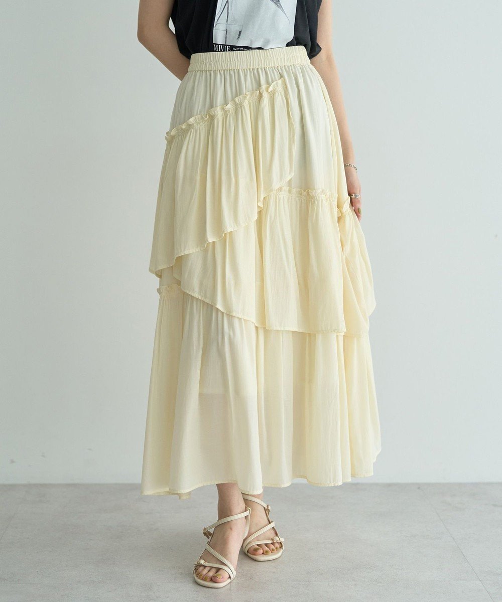 【イェッカ ヴェッカ/YECCA VECCA】のアシンメトリーラッフルスカート インテリア・キッズ・メンズ・レディースファッション・服の通販 founy(ファニー) 　ファッション　Fashion　レディースファッション　Fashion for Women　スカート　Skirts　おすすめ　Recommended / Our Picks　とろみ　Fluid, Flowy Fabric　フェミニン　Feminine, Girly　フレア　Flare, Flared　ポケット　Pocket, Pocket Detail　ラッフル　Ruffle, Frill　A/W・秋冬　Autumn/Winter　Ivory|ID: prp329100004849045 ipo3291000000035816231