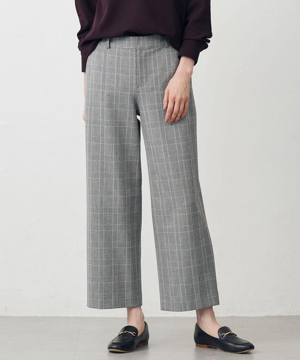 【ジェイ プレス/J.PRESS】のアルガンシルク チェック クロップド パンツ インテリア・キッズ・メンズ・レディースファッション・服の通販 founy(ファニー) 　ファッション　Fashion　レディースファッション　Fashion for Women　パンツ　Pants & Trousers　秋　Autumn　クロップド　Cropped, Short Length　シルク　Silk, 100% Silk　ストレッチ　Stretch, Stretchy Fabric　チェック　Check, Plaid, Tartan　フラット　Flat, Flat Shoes　A/W・秋冬　Autumn/Winter　エレガント 上品　Elegant　ライトグレーチェック系|ID: prp329100004849056 ipo3291000000035466756