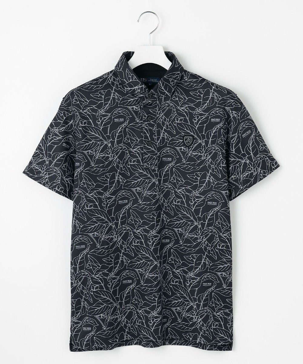 【23区 ゴルフ/23区GOLF / MEN】の【MEN】遮熱エイトムーブ リーフポロシャツ インテリア・キッズ・メンズ・レディースファッション・服の通販 founy(ファニー) 　ファッション　Fashion　メンズファッション　Fashion for Men　トップス・カットソー　Cut & Sew Tops　メンズシャツ　Shirts　ポロシャツ / きれいめカジュアルスタイル　Polo Shirts　春　Spring　コンパクト　Compact, Small Size　吸水　Absorbent, Quick-Dry　シンプル　Simple, Minimal　ストレッチ　Stretch, Stretchy Fabric　スリム　Slim, Slim Fit　パターン　Pattern, Design Print　フラット　Flat, Flat Shoes　プリント　Print, Printed Pattern　ポロシャツ　Polo Shirt, Collared Tee　リゾート　Resort, Vacation Style　リーフ　Leaf, Botanical Leaf　S/S・春夏　SS, Spring/Summer, Warm Season　夏　Summer　エレガント 上品　Elegant　ゴルフ　Golf　ブラック系5|ID: prp329100004849215 ipo3291000000035525016