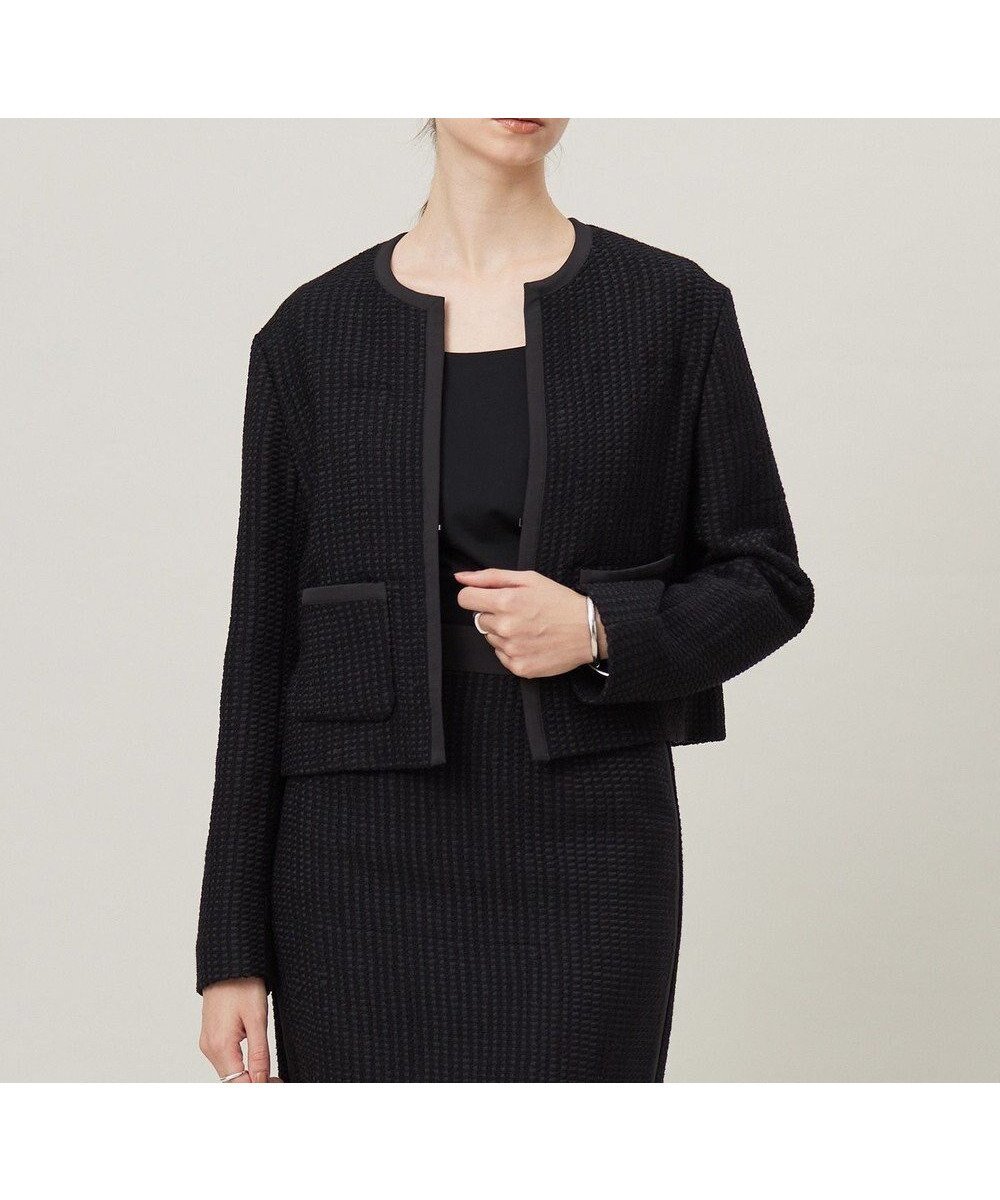 【アイシービー/iCB】のSplittweed ノーカラージャケット インテリア・キッズ・メンズ・レディースファッション・服の通販 founy(ファニー) 　ファッション　Fashion　レディースファッション　Fashion for Women　アウター　Coat / Outerwear Collection　レディースジャケット・軽アウター　Jackets　ノーカラージャケット / シンプル上品コーデ　Collarless Jackets　春　Spring　キュプラ　Cupro, Eco Fabric　ジャケット　Jacket, Outerwear　ストレッチ　Stretch, Stretchy Fabric　タイトスカート　Pencil Skirt, Tight Skirt　チェーン　Chain, Chain Strap　ツイード　Twill, Twill Weave　トリミング　Trimming, Decorative Edge　ドレープ　Drape, Draping Fabric　ベーシック　Basic, Essential　S/S・春夏　SS, Spring/Summer, Warm Season　夏　Summer　2024年　2024　エレガント 上品　Elegant　2024-2025秋冬・A/W　Autumn/Winter 2024–25 AW24–25　ブラック系|ID: prp329100004849237 ipo3291000000036279215