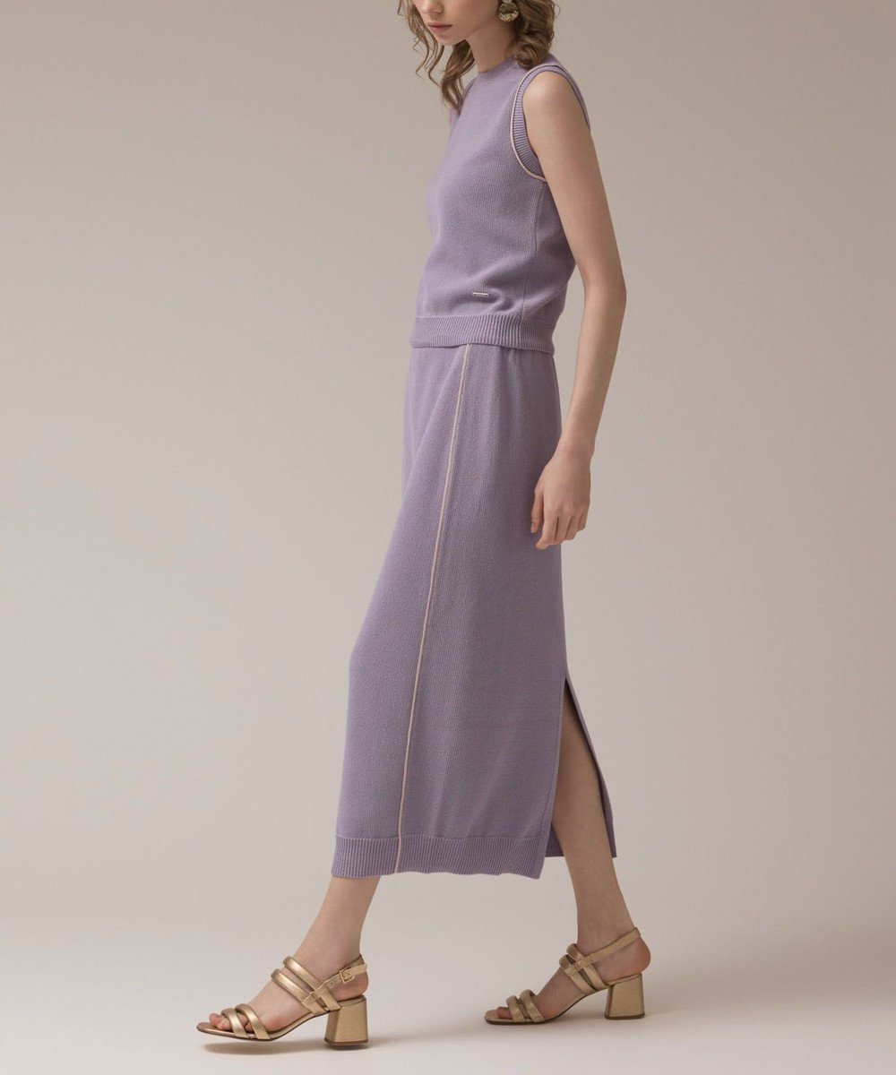 【グレース コンチネンタル/GRACE CONTINENTAL】のカノコニットスカート インテリア・キッズ・メンズ・レディースファッション・服の通販 founy(ファニー) 　ファッション　Fashion　レディースファッション　Fashion for Women　スカート　Skirts　春　Spring　ギャザー　Gathered, Ruffled　スリット　Slit, Slit Detail　セットアップ　Set-Up, Coordinated Outfit　パイピング　Piping, Trim Design　S/S・春夏　SS, Spring/Summer, Warm Season　おすすめ　Recommended / Our Picks　夏　Summer　エレガント 上品　Elegant　ラベンダー|ID: prp329100004849262 ipo3291000000035596872