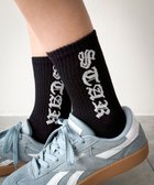 【ウィゴー/WEGO】のオールドイングリッシュロゴリブソックス ブラック|ID: prp329100004849456 ipo3291000000035478476