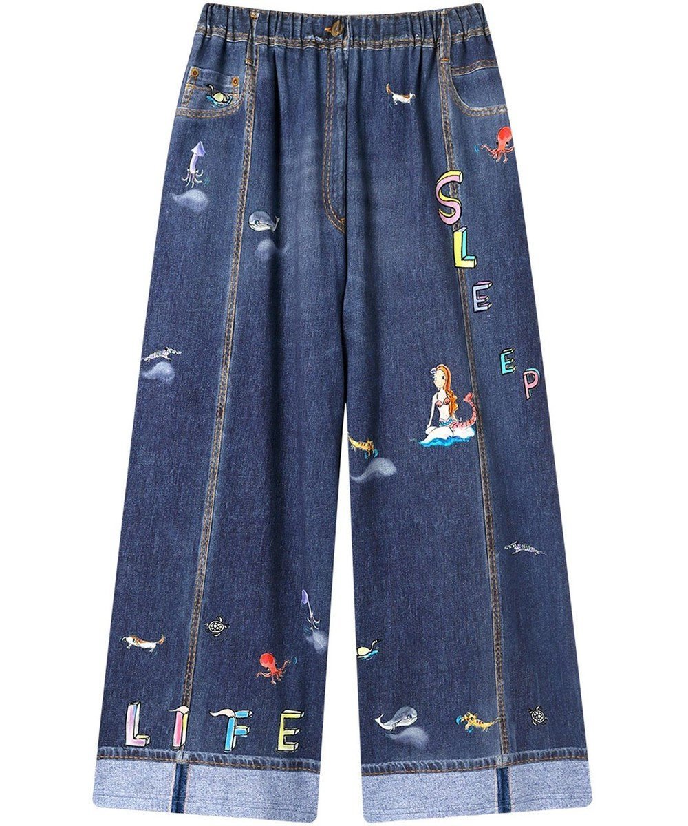 【ツモリチサト スリープ/tsumori chisato SLEEP】のツモリチサト ボトムス 綿100%(本体) ワイドパンツ 長ズボン ルームウエア レディース UOX510 /ワコール インテリア・キッズ・メンズ・レディースファッション・服の通販 founy(ファニー) 　ファッション　Fashion　レディースファッション　Fashion for Women　パンツ　Pants & Trousers　デニム　Denim, Jeans Material　パジャマ　Pajamas, Sleepwear　プリント　Print, Printed Pattern　ボトム　Bottoms, Lower Wear　ポケット　Pocket, Pocket Detail　ワイド　Wide, Wide Fit　コン|ID: prp329100004849458 ipo3291000000035478505