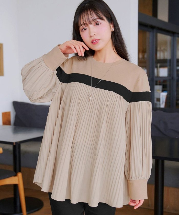 【ティアクラッセ/Tiaclasse】の配色ラインプリーツプルオーバー インテリア・キッズ・メンズ・レディースファッション・服の通販 founy(ファニー) https://founy.com/ ファッション Fashion レディースファッション Fashion for Women トップス・カットソー Cut & Sew Tops シャツ・ブラウス・オフィスカジュアル Elegant Blouses & Button-Ups ロングTシャツ・Tシャツ Longline T-Shirts & Tees カジュアルプルオーバー・ニットトップス Pullovers & Knit Tops / Casual Pullovers カットソー・ベーシックTシャツ Cut-and-Sewn Tops / Stretch Tees & Basics アクセサリー Fashion Accessories ウォッシャブル Machine Washable 春 Spring 洗える Machine Washable 秋 Autumn カットソー Cut and Sewn Top カーディガン Cardigan, Knitwear スウェット / スエット Sweatshirt, Sweatwear チュニック Tunic, Long Top ドッキング Docking, Mixed Material フェミニン Feminine, Girly プリーツ Pleats, Pleated ボトム Bottoms, Lower Wear ポケット Pocket, Pocket Detail ラウンド Round, Round Neck リラックス Relax, Relaxed Fit 冬 Winter / This Winter S/S・春夏 SS, Spring/Summer, Warm Season 再入荷 Restock / Back in Stock 夏 Summer エレガント 上品 Elegant 新作・新入荷 New Arrivals / New In |ID: prp329100004849468 ipo3291000000035525795