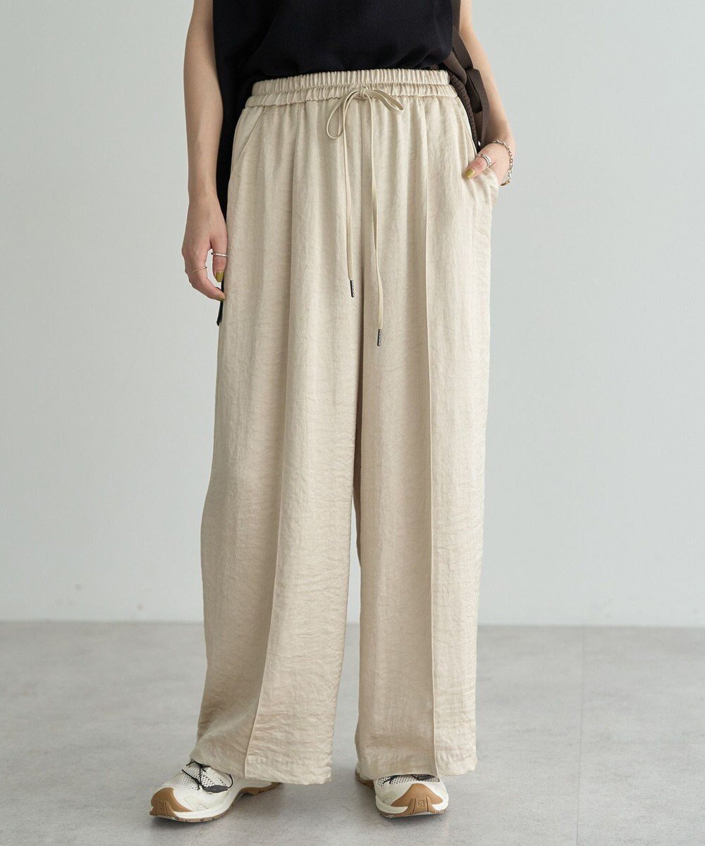 【イェッカ ヴェッカ/YECCA VECCA】のビンテージサテンイージーワイドパンツ インテリア・キッズ・メンズ・レディースファッション・服の通販 founy(ファニー) 　ファッション　Fashion　レディースファッション　Fashion for Women　パンツ　Pants & Trousers　おすすめ　Recommended / Our Picks　サテン　Satin, Glossy Fabric　ポケット　Pocket, Pocket Detail　ワイド　Wide, Wide Fit　A/W・秋冬　Autumn/Winter　Light Beige|ID: prp329100004849508 ipo3291000000035729522