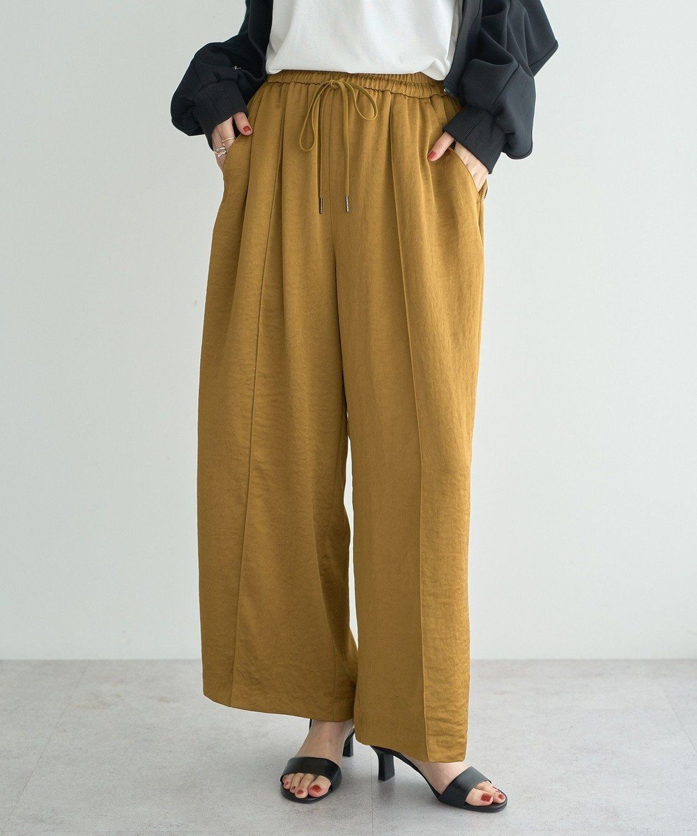 【イェッカ ヴェッカ/YECCA VECCA】のビンテージサテンイージーワイドパンツ インテリア・キッズ・メンズ・レディースファッション・服の通販 founy(ファニー) 　ファッション　Fashion　レディースファッション　Fashion for Women　パンツ　Pants & Trousers　おすすめ　Recommended / Our Picks　サテン　Satin, Glossy Fabric　ポケット　Pocket, Pocket Detail　ワイド　Wide, Wide Fit　A/W・秋冬　Autumn/Winter　Camel|ID: prp329100004849508 ipo3291000000035729528