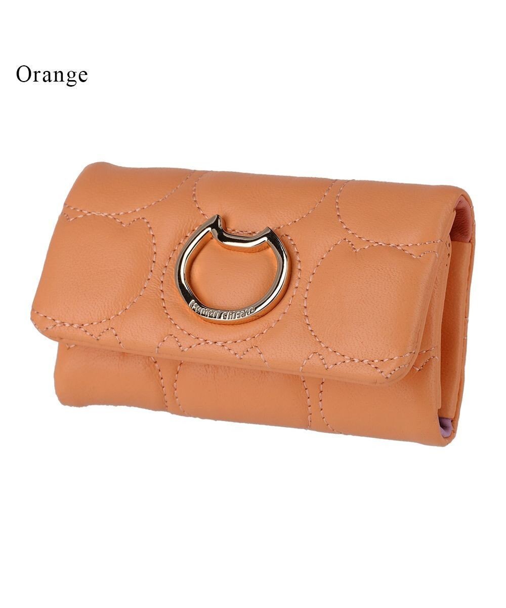 【ツモリチサト キャリー/tsumori chisato CARRY】のラインネコ キーケース インテリア・キッズ・メンズ・レディースファッション・服の通販 founy(ファニー) 　ファッション　Fashion　レディースファッション　Fashion for Women　ミニ財布・二つ折り財布　Wallets & Card Cases　アクセサリー　Fashion Accessories　オレンジ　Orange　キルティング　Quilted, Quilting　ネコ　Cat, Feline Motif　フォルム　Silhouette, Form　ラウンド　Round, Round Neck　ラベンダー　Lavender　エレガント 上品　Elegant　財布　Wallet, Purse　オレンジ|ID: prp329100004849641 ipo3291000000035492086