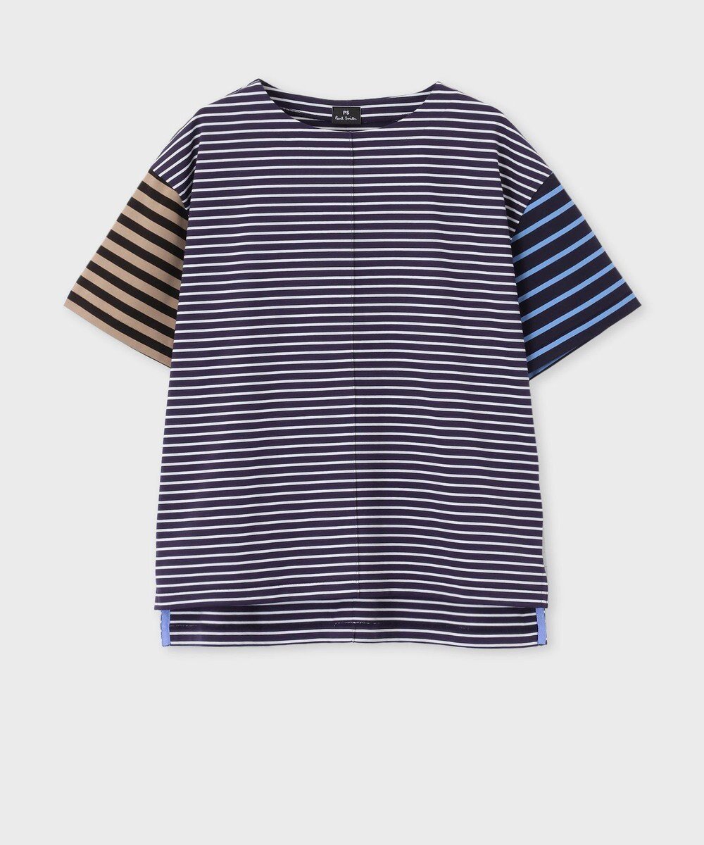【ポール スミス/Paul Smith】のミックス ボーダー 半袖Tシャツ インテリア・キッズ・メンズ・レディースファッション・服の通販 founy(ファニー) 　ファッション　Fashion　レディースファッション　Fashion for Women　トップス・カットソー　Cut & Sew Tops　シャツ・ブラウス・オフィスカジュアル　Elegant Blouses & Button-Ups　ロングTシャツ・Tシャツ　Longline T-Shirts & Tees　カットソー・ベーシックTシャツ　Cut-and-Sewn Tops / Stretch Tees & Basics　カットソー　Cut and Sewn Top　ボーダー　Border, Stripe　ミックス　Mix, Mixed Style　半袖　Short Sleeve, Half Sleeve　夏　Summer　春　Spring　S/S・春夏　SS, Spring/Summer, Warm Season　ネイビー|ID: prp329100004849655 ipo3291000000035492532
