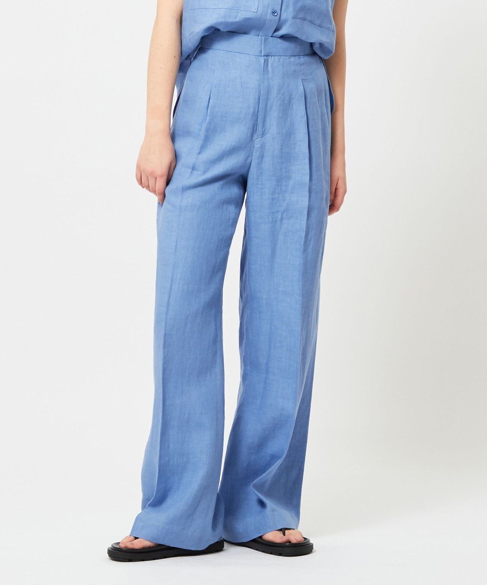 【ベイジ,/BEIGE,】のBASILE / ワイドパンツ インテリア・キッズ・メンズ・レディースファッション・服の通販 founy(ファニー) 　ファッション　Fashion　レディースファッション　Fashion for Women　パンツ　Pants & Trousers　セットアップ　Set-Up, Coordinated Outfit　フロント　Front, Front Design　リネン　Linen, Linen Fabric　ワイド　Wide, Wide Fit　エレガント 上品　Elegant　夏　Summer　春　Spring　S/S・春夏　SS, Spring/Summer, Warm Season　Sax|ID: prp329100004849720 ipo3291000000035494481