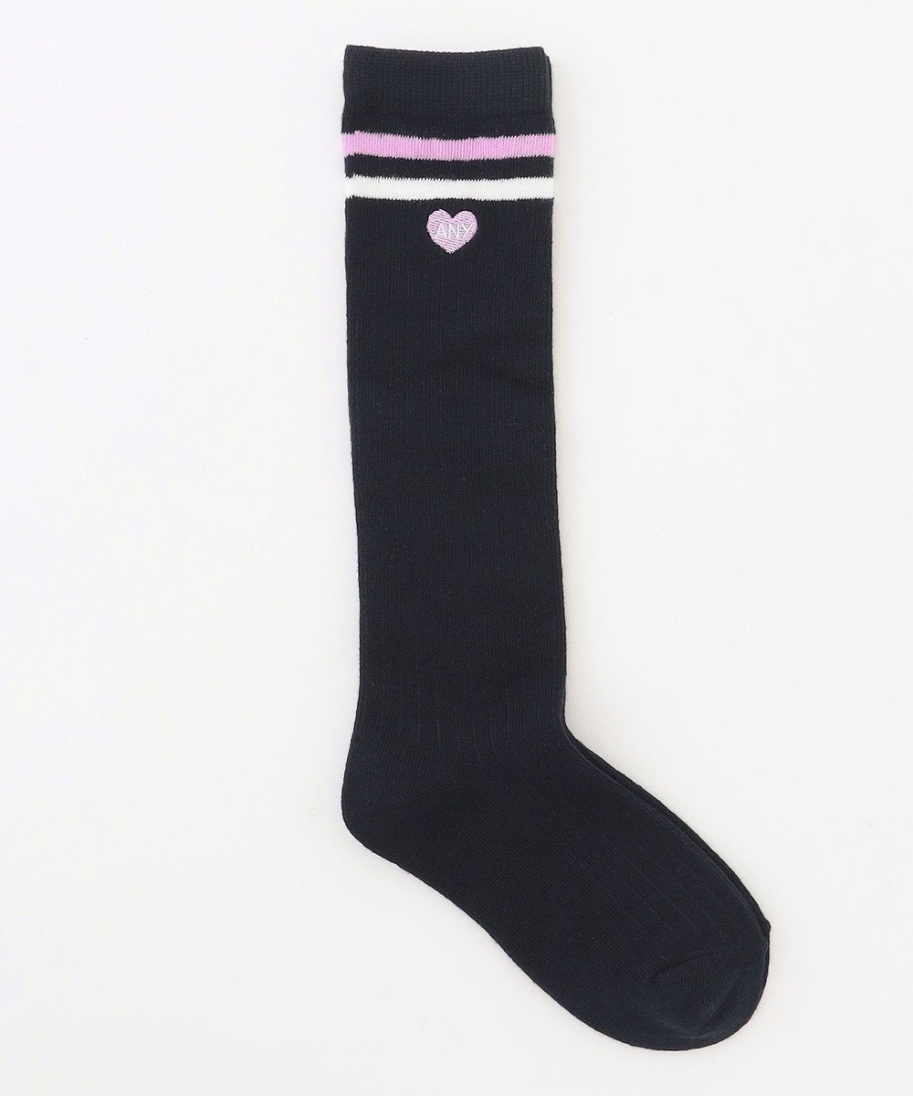 【エニィ/ANY / KIDS】のハートワンポイント ハイソックス インテリア・キッズ・メンズ・レディースファッション・服の通販 founy(ファニー) 　ファッション　Fashion　キッズファッション　Fashion for Kids　ガーリー　Girly, Feminine Style　ショート　Short, Short Length　シンプル　Simple, Minimal　スポーティ　Sporty, Casual Athletic　スマホ　Smartphone, Mobile Device　ソックス　Socks, Hosiery　人気　Popular, Best Seller　ラベンダー　Lavender　ワンポイント　One Point, Statement Accent　ネイビー|ID: prp329100004849897 ipo3291000000035525947