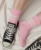 【ウィゴー/WEGO】の切り替えラインクルーソックス ライトピンク|ID: prp329100004849913 ipo3291000000035526040