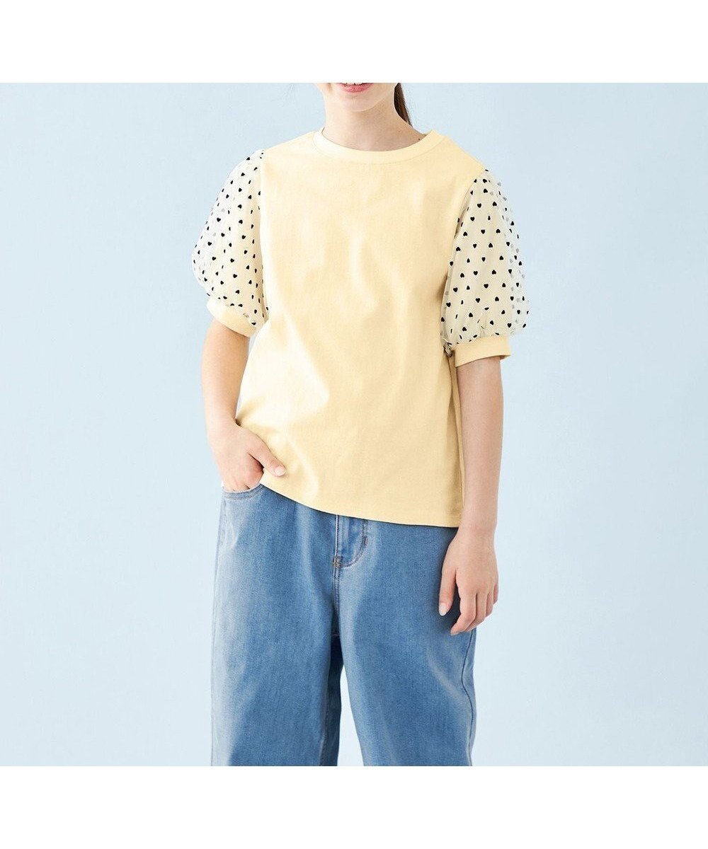 【アンフィーロ/UNFILO / KIDS】の【110-150cm】アソート コンビTシャツ インテリア・キッズ・メンズ・レディースファッション・服の通販 founy(ファニー) 　ファッション　Fashion　キッズファッション　Fashion for Kids　トップス・カットソー　Cut & Sew Tops　おすすめ　Recommended / Our Picks　カットソー　Cut and Sewn Top　コンビ　Combo, Combination Style　チェック　Check, Plaid, Tartan　チュール　Tulip, Tulip Motif　ビスチェ　Bustier, Corset Top　夏　Summer　春　Spring　S/S・春夏　SS, Spring/Summer, Warm Season　イエロー[袖チュール]|ID: prp329100004849999 ipo3291000000035605662