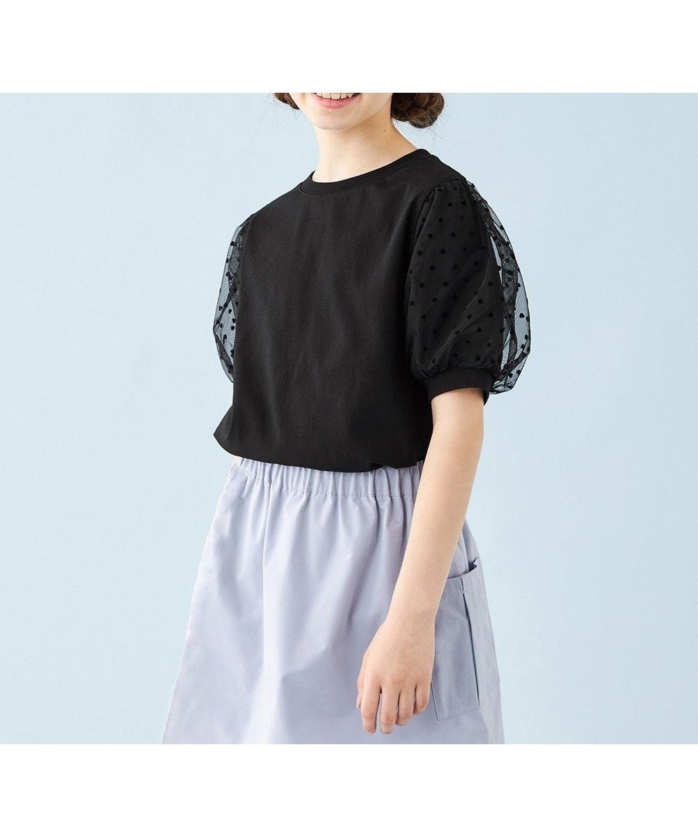 【アンフィーロ/UNFILO / KIDS】の【110-150cm】アソート コンビTシャツ インテリア・キッズ・メンズ・レディースファッション・服の通販 founy(ファニー) 　ファッション　Fashion　キッズファッション　Fashion for Kids　トップス・カットソー　Cut & Sew Tops　おすすめ　Recommended / Our Picks　カットソー　Cut and Sewn Top　コンビ　Combo, Combination Style　チェック　Check, Plaid, Tartan　チュール　Tulip, Tulip Motif　ビスチェ　Bustier, Corset Top　夏　Summer　春　Spring　S/S・春夏　SS, Spring/Summer, Warm Season　ブラック[袖チュール]|ID: prp329100004849999 ipo3291000000035605663