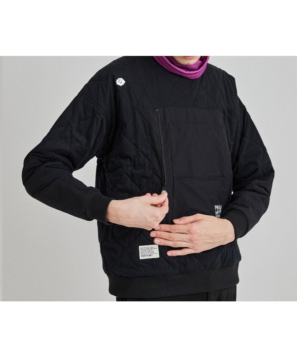【ピーダブリュサーキュラス/PW CIRCULUS / MEN】の【MEN】中綿キルトスウェット 人気、トレンドファッション・服の通販 founy(ファニー) 　ファッション　Fashion　メンズファッション　Fashion for Men　トップス・カットソー　Cut & Sew Tops　2024年　2024　2024-2025秋冬・A/W　Autumn/Winter 2024–25 AW24–25　キルト　Quilt, Quilted Fabric　ゴルフ　Golf　スウェット / スエット　Sweatshirt, Sweatwear　ポケット　Pocket, Pocket Detail　冬　Winter / This Winter　A/W・秋冬　Autumn/Winter　防寒　Cold Protection, Winter-Ready　 other-1|ID: prp329100004850088 ipo3291000000035534869