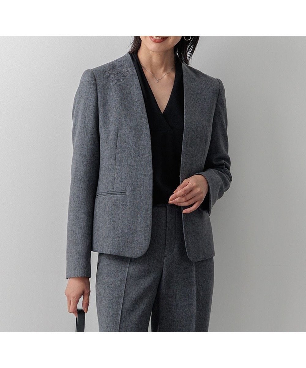 【23区/NIJYUSANKU】の【洗える】ウールライクカルゼ ノーカラージャケット 人気、トレンドファッション・服の通販 founy(ファニー) 　ファッション　Fashion　レディースファッション　Fashion for Women　アウター　Coat / Outerwear Collection　レディースジャケット・軽アウター　Jackets　ノーカラージャケット / シンプル上品コーデ　Collarless Jackets　インナー　Innerwear　洗える　Machine Washable　カッティング　Cutting Detail　ジャケット　Jacket, Outerwear　ストレッチ　Stretch, Stretchy Fabric　スリット　Slit, Slit Detail　スーツ　Suit, Formalwear　セットアップ　Set-Up, Coordinated Outfit　ツイル　Twist, Twisted Detail　テーパード　Tapered, Tapered Pants　テーラード　Tailored, Tailored Fit　人気　Popular, Best Seller　パターン　Pattern, Design Print　フィット　Fit, Slim Fit　フロント　Front, Front Design　リアル　Real, Realistic　ワイド　Wide, Wide Fit　A/W・秋冬　Autumn/Winter　冬　Winter / This Winter　2024年　2024　2024-2025秋冬・A/W　Autumn/Winter 2024–25 AW24–25　 other-1|ID: prp329100004850304 ipo3291000000035710284