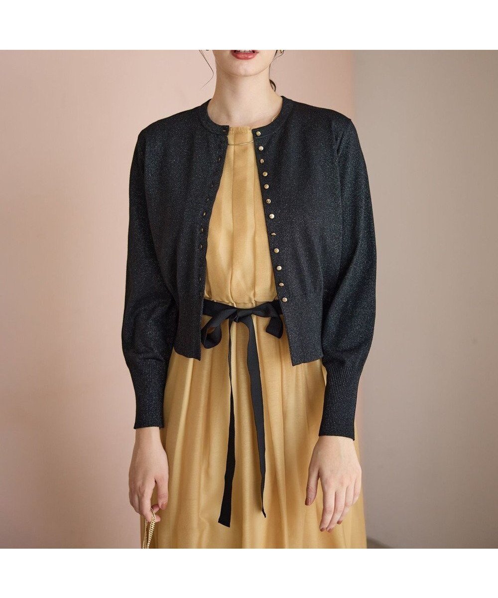 【23区/NIJYUSANKU】の【APPLAUDIR】コンパクト ラメカーディガン インテリア・キッズ・メンズ・レディースファッション・服の通販 founy(ファニー) 　ファッション　Fashion　レディースファッション　Fashion for Women　トップス・カットソー　Cut & Sew Tops　カーディガン・羽織り　Layered Style Cardigans　2024年　2024　2024-2025秋冬・A/W　Autumn/Winter 2024–25 AW24–25　カーディガン　Cardigan, Knitwear　コンパクト　Compact, Small Size　ショート　Short, Short Length　シルバー　Silver, Metallic Silver　ドレス　Dress, One-Piece　パーティ　Party, Party Style　エレガント 上品　Elegant　A/W・秋冬　Autumn/Winter　結婚式　Wedding　ブラック系|ID: prp329100004850317 ipo3291000000036260578