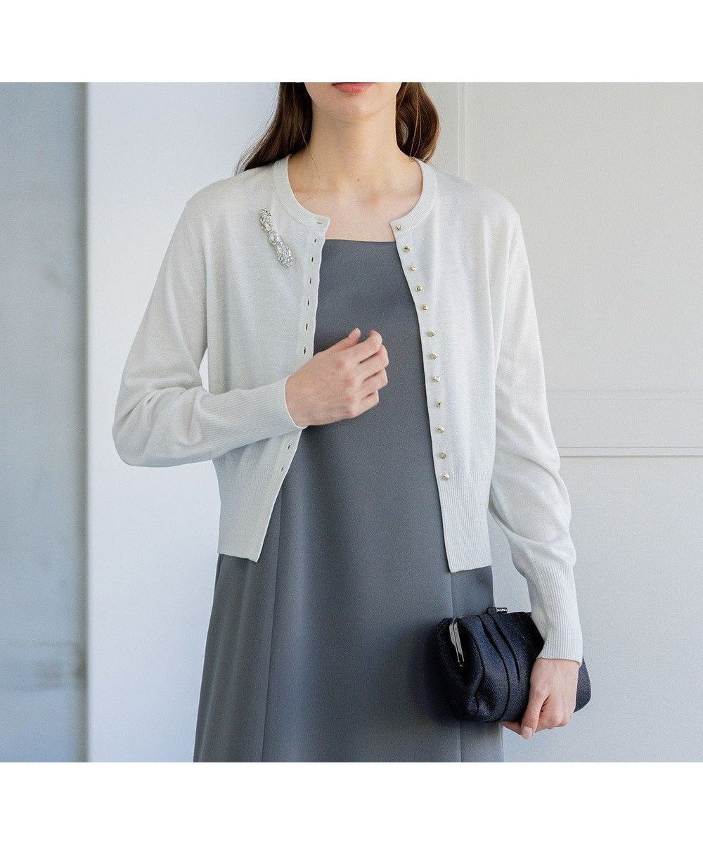【23区/NIJYUSANKU】の【APPLAUDIR】コンパクト ラメカーディガン インテリア・キッズ・メンズ・レディースファッション・服の通販 founy(ファニー) 　ファッション　Fashion　レディースファッション　Fashion for Women　トップス・カットソー　Cut & Sew Tops　カーディガン・羽織り　Layered Style Cardigans　2024年　2024　2024-2025秋冬・A/W　Autumn/Winter 2024–25 AW24–25　カーディガン　Cardigan, Knitwear　コンパクト　Compact, Small Size　ショート　Short, Short Length　シルバー　Silver, Metallic Silver　ドレス　Dress, One-Piece　パーティ　Party, Party Style　エレガント 上品　Elegant　A/W・秋冬　Autumn/Winter　結婚式　Wedding　シルバー系|ID: prp329100004850317 ipo3291000000036260579