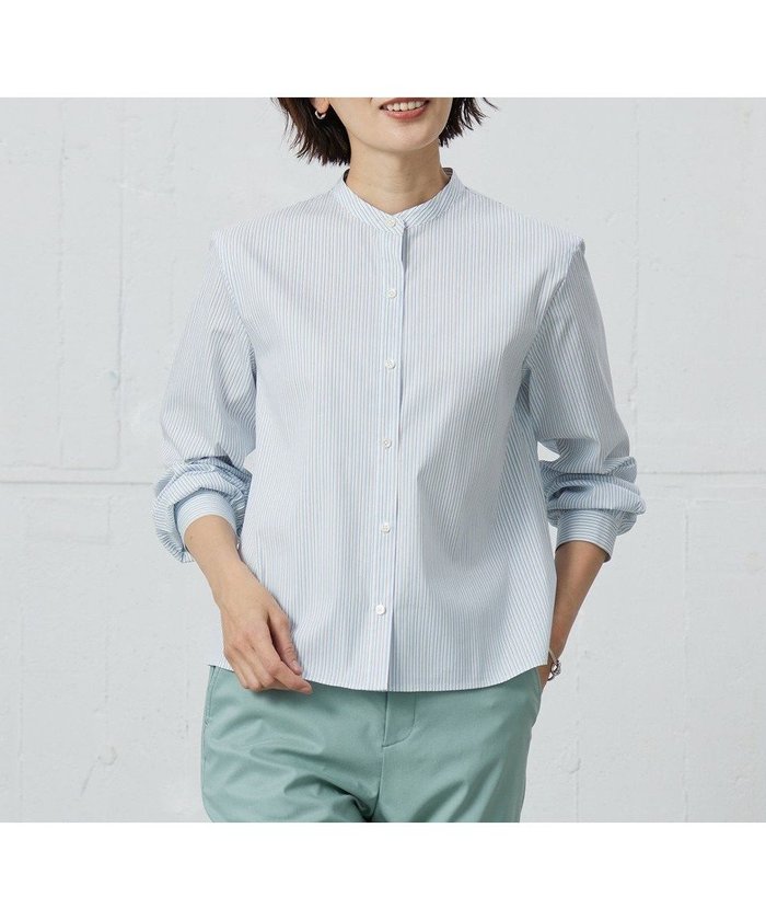 【ジェイ プレス/J.PRESS】の【洗える】BEZ VEGA バンドカラー ブラウス インテリア・キッズ・メンズ・レディースファッション・服の通販 founy(ファニー) https://founy.com/ ファッション Fashion レディースファッション Fashion for Women トップス・カットソー Cut & Sew Tops シャツ・ブラウス・オフィスカジュアル Elegant Blouses & Button-Ups クロップド Cropped, Short Length コンパクト Compact, Small Size ストライプ Stripe, Striped Pattern バランス Balance, Style Balance ペーパー Paper, Kraft Paper リラックス Relax, Relaxed Fit 夏 Summer 春 Spring S/S・春夏 SS, Spring/Summer, Warm Season 洗える Machine Washable 長袖 Long Sleeve, Full Sleeve |ID: prp329100004850406 ipo3291000000035636554