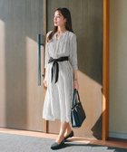 【ティアクラッセ/Tiaclasse】の2WAYバンドカラーストライプリボンワンピース オフホワイト|ID: prp329100004850429 ipo3291000000035627233