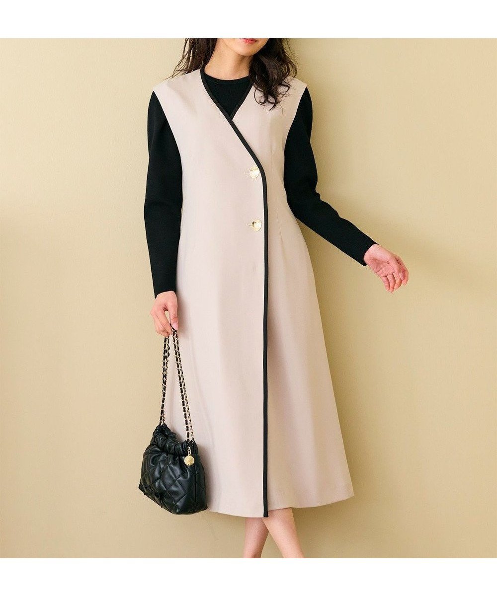 【フェルゥ/Feroux】の【洗える】バイカラートリム ジャンパースカート インテリア・キッズ・メンズ・レディースファッション・服の通販 founy(ファニー) 　ファッション　Fashion　レディースファッション　Fashion for Women　スカート　Skirts　おすすめ　Recommended / Our Picks　インナー　Innerwear　タートル　Turtleneck, Turtle Collar　ツイル　Twist, Twisted Detail　トリミング　Trimming, Decorative Edge　トレンド　Trend, Trending Now　夏　Summer　定番　Standard, Basic Item　春　Spring　S/S・春夏　SS, Spring/Summer, Warm Season　洗える　Machine Washable　ベージュ系|ID: prp329100004850451 ipo3291000000035546435