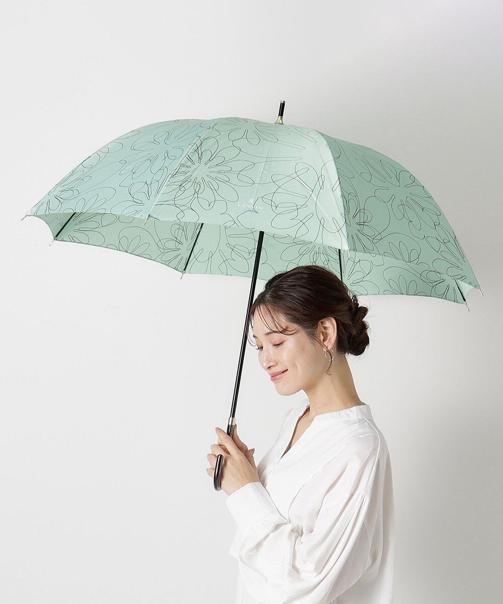 【ムーンバット/MOONBAT】の【新色追加/耐風】ランバン オン ブルー 長傘 フラワー柄サテンジャガードプリント インテリア・キッズ・メンズ・レディースファッション・服の通販 founy(ファニー) 　ファッション　Fashion　レディースファッション　Fashion for Women　レイングッズ・傘・晴雨兼用傘　Umbrellas & Rain Gear　傘　Umbrella, Parasol　フラワー　Flower, Floral　プリント　Print, Printed Pattern　ミックス　Mix, Mixed Style　ミントグリーン|ID: prp329100004850472 ipo3291000000035546849