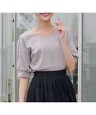 【ティアクラッセ/Tiaclasse】の【小倉優子さん着用・洗える・接触冷感・汗ジミ防止】“サマさまカットソー”パール付きパフスリーブトップス グレージュ|ID: prp329100004850486 ipo3291000000035547233