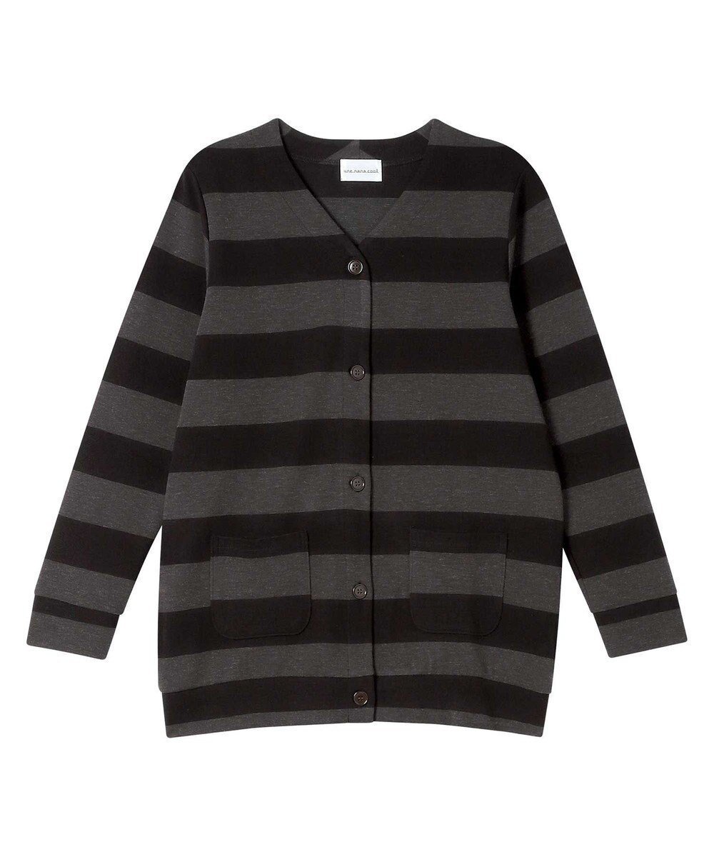 【ウンナナクール/une nana cool】のビッグボーダーカーディガン インテリア・キッズ・メンズ・レディースファッション・服の通販 founy(ファニー) 　ファッション　Fashion　レディースファッション　Fashion for Women　トップス・カットソー　Cut & Sew Tops　カーディガン・羽織り　Layered Style Cardigans　カーディガン　Cardigan, Knitwear　長袖　Long Sleeve, Full Sleeve　パジャマ　Pajamas, Sleepwear　ベーシック　Basic, Essential　ボーダー　Border, Stripe　リラックス　Relax, Relaxed Fit　おすすめ　Recommended / Our Picks　ギフト プレゼント　Gift / Present　BL|ID: prp329100004850496 ipo3291000000036256055