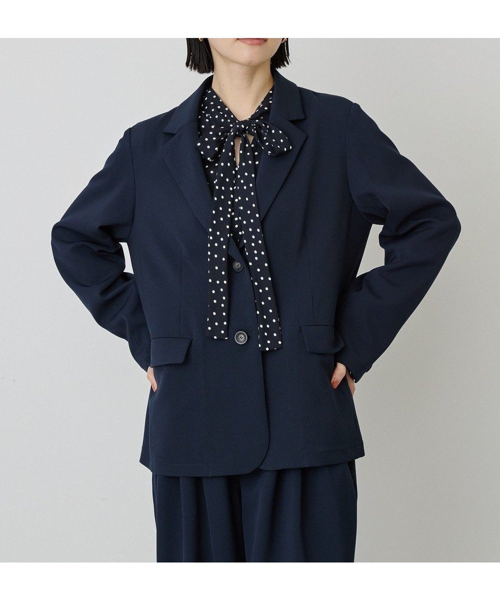 【アメリカンホリック/AMERICAN HOLIC】の【イージーケア】テーラードジャケット インテリア・キッズ・メンズ・レディースファッション・服の通販 founy(ファニー) 　ファッション　Fashion　レディースファッション　Fashion for Women　アウター　Coat / Outerwear Collection　レディースジャケット・軽アウター　Jackets　テーラードジャケット / 通勤・きれいめスタイル　Tailored Jackets & Blazers　オケージョン　Occasion Wear　クラシカル　Classical, Vintage-Inspired　シンプル　Simple, Minimal　ジャケット　Jacket, Outerwear　パイピング　Piping, Trim Design　ポケット　Pocket, Pocket Detail　マーブル　Marble, Marble Pattern　おすすめ　Recommended / Our Picks　エレガント 上品　Elegant　ビジネス 仕事 通勤　Business / Work / Commuting　Navy|ID: prp329100004850572 ipo3291000000035629457