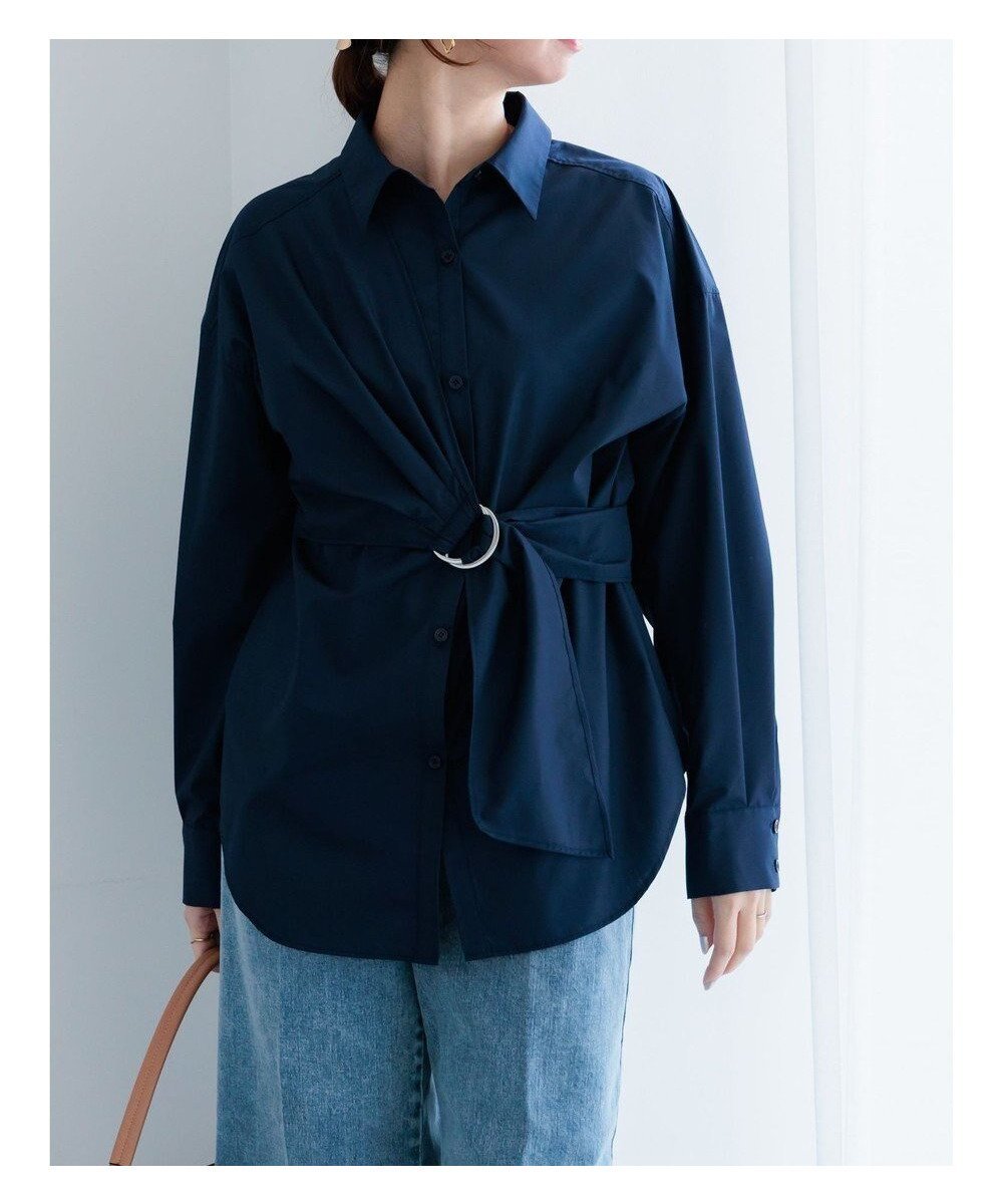 【テチチ/Te chichi】のDカンデザインシャツ インテリア・キッズ・メンズ・レディースファッション・服の通販 founy(ファニー) 　ファッション　Fashion　レディースファッション　Fashion for Women　トップス・カットソー　Cut & Sew Tops　シャツ・ブラウス・オフィスカジュアル　Elegant Blouses & Button-Ups　アシンメトリー　Asymmetrical Style　ドレープ　Drape, Draping Fabric　ベーシック　Basic, Essential　レギュラー　Regular, Standard Fit　夏　Summer　S/S・春夏　SS, Spring/Summer, Warm Season　A/W・秋冬　Autumn/Winter　ネイビー|ID: prp329100004850618 ipo3291000000035548731